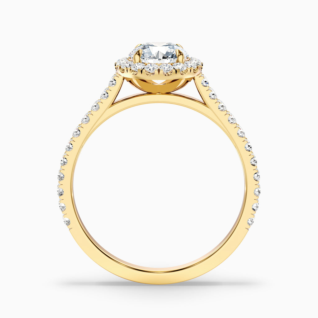 Pearl 1 Carat Round Halo Pave Moissanite Diamond Ring in 14k Rose Gold