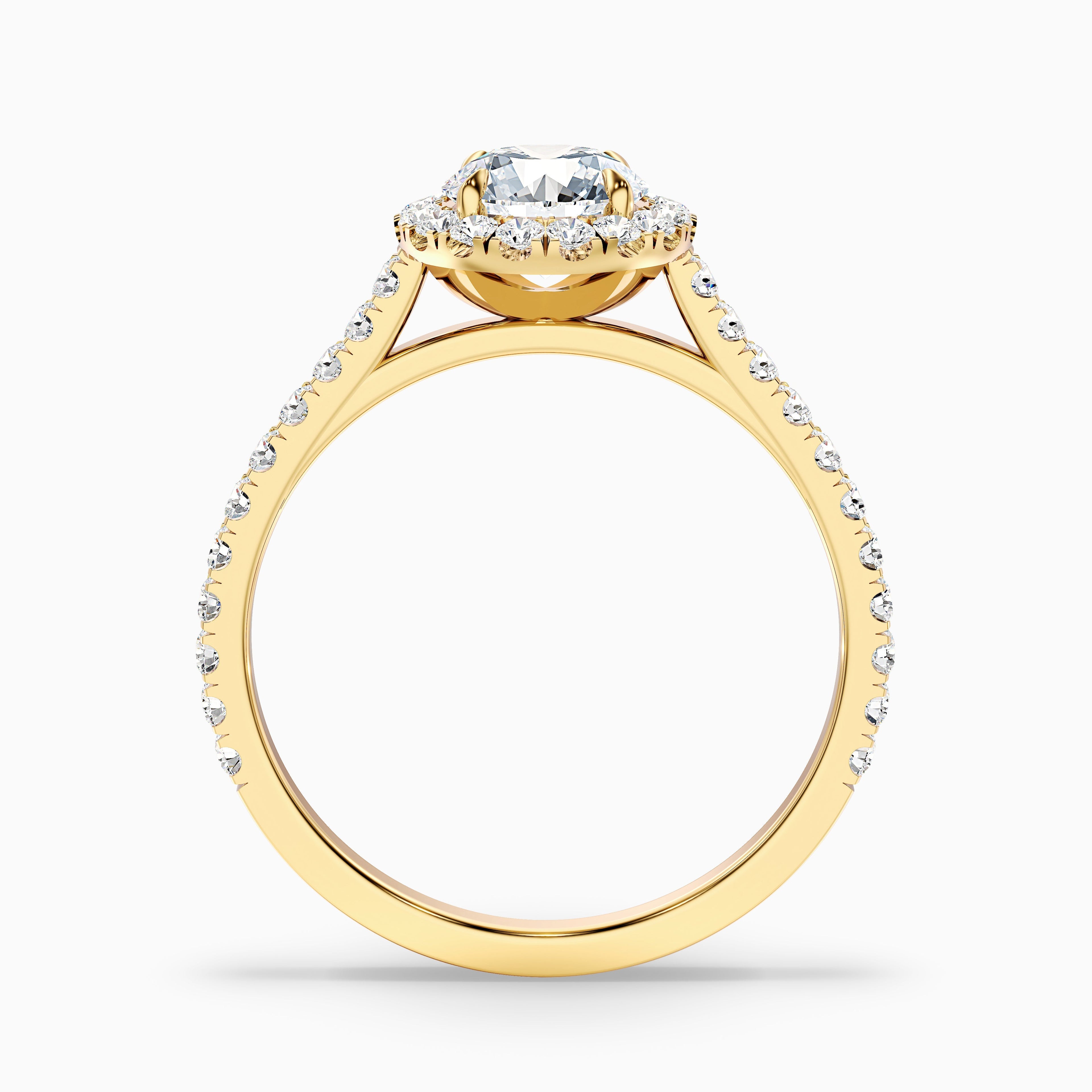 Pearl 4 Carat Round Halo Pave Moissanite Diamond Ring in 18k White Gold