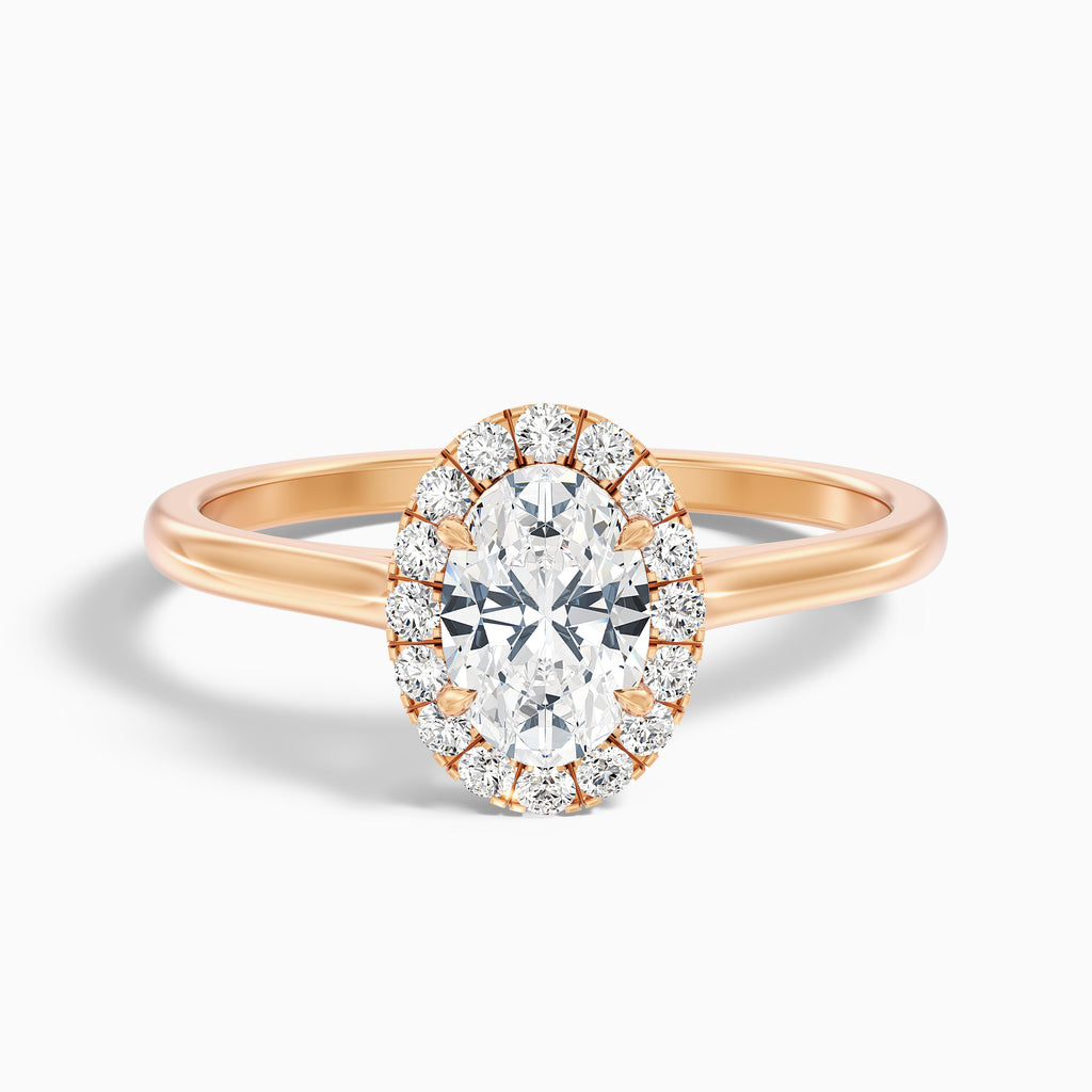 Sofia 3.5 Carat Oval Halo Moissanite Diamond Ring in 10k Rose Gold