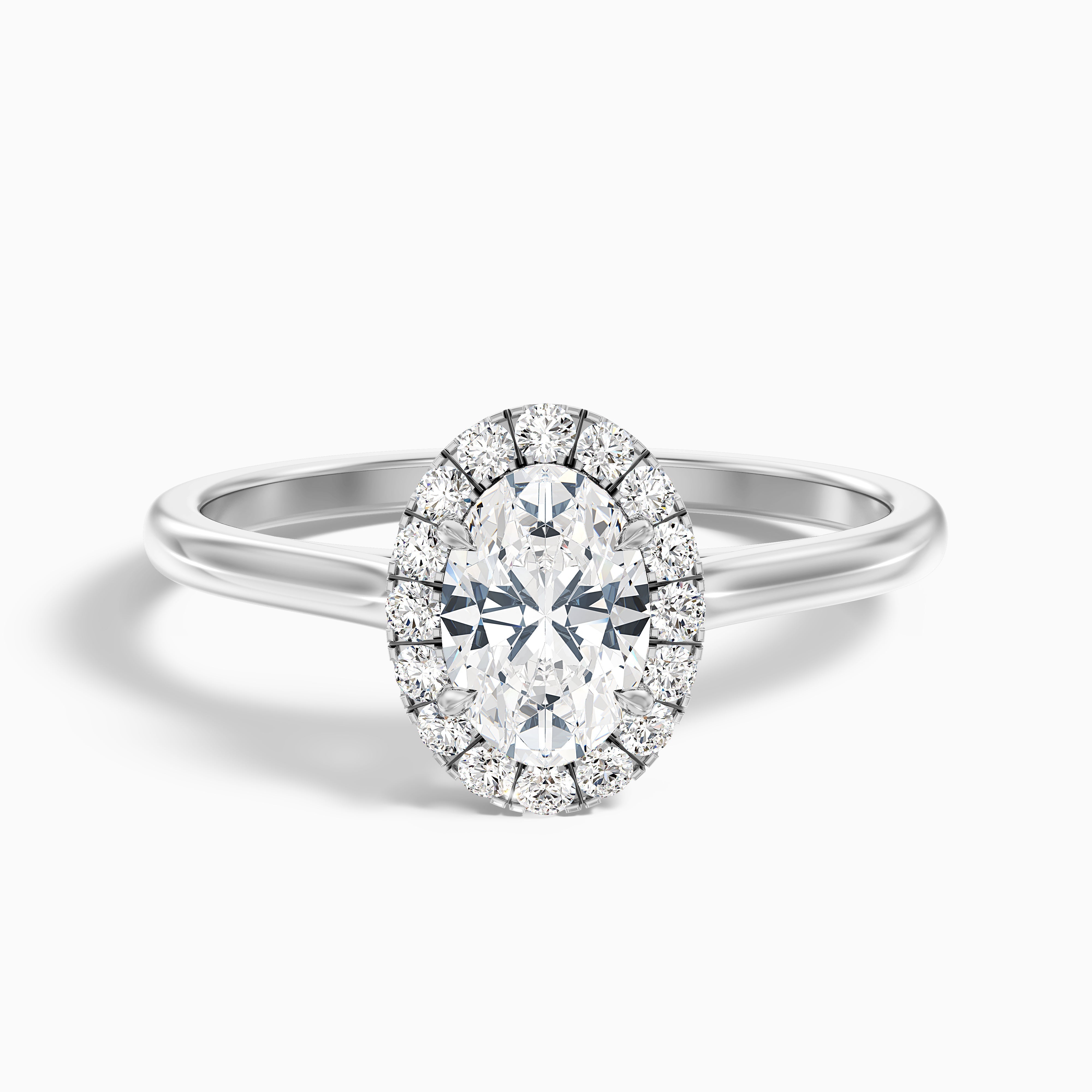 Sofia 3.5 Carat Oval Halo Moissanite Diamond Ring in Platinum