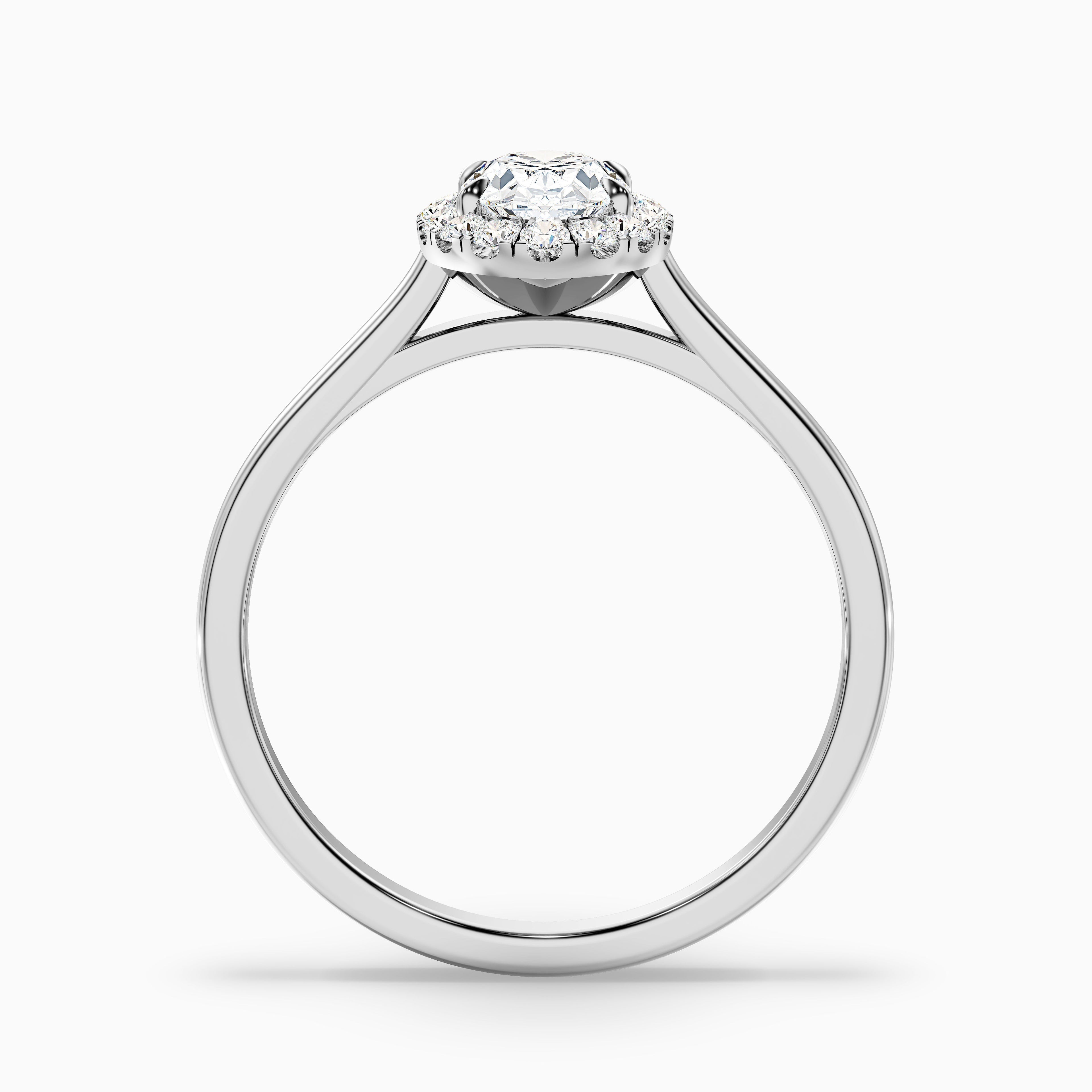Sofia 2 Carat Oval Halo Moissanite Diamond Ring in 18k White Gold