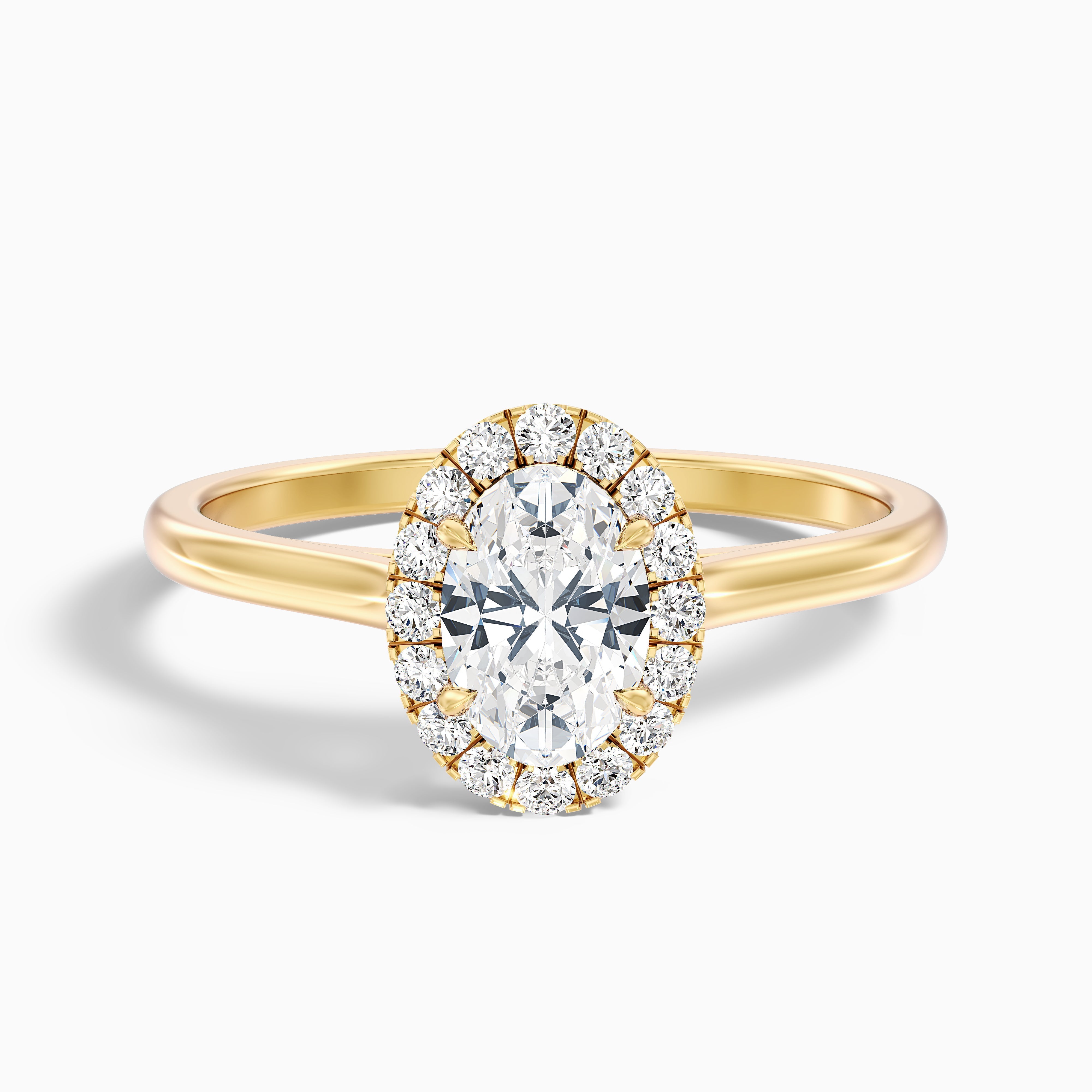 Sofia 2 Carat Oval Halo Moissanite Diamond Ring in 18k White Gold