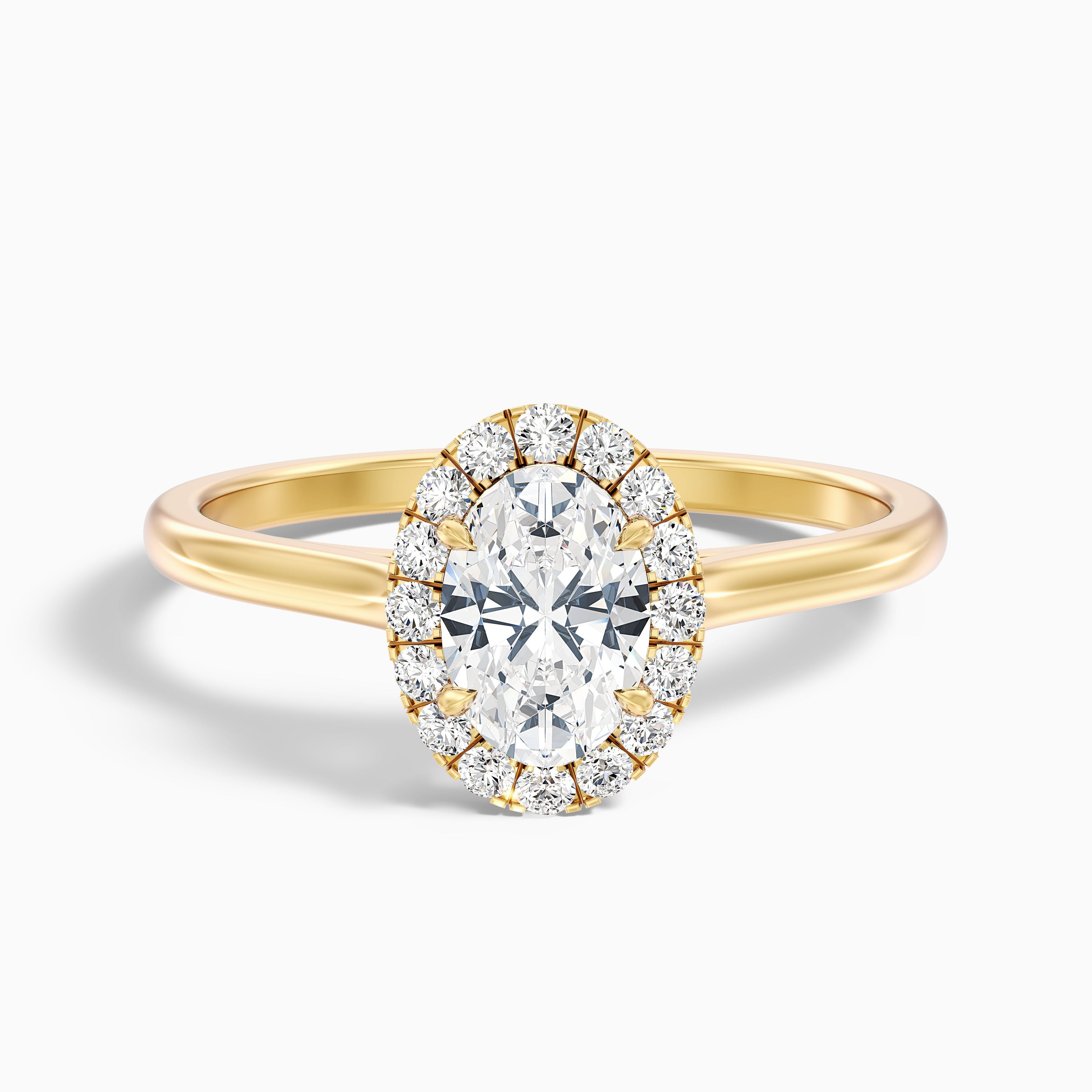 Sofia 1.5 Carat Oval Halo Moissanite Diamond Ring in 18k Rose Gold