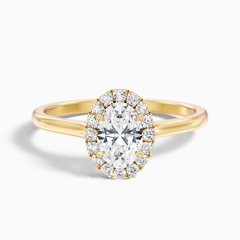 Sofia 2 Carat Oval Halo Moissanite Diamond Ring in 18k Rose Gold