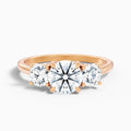 Olive 5 Carat Round 3 Stone Moissanite Diamond Ring in 10k Rose Gold
