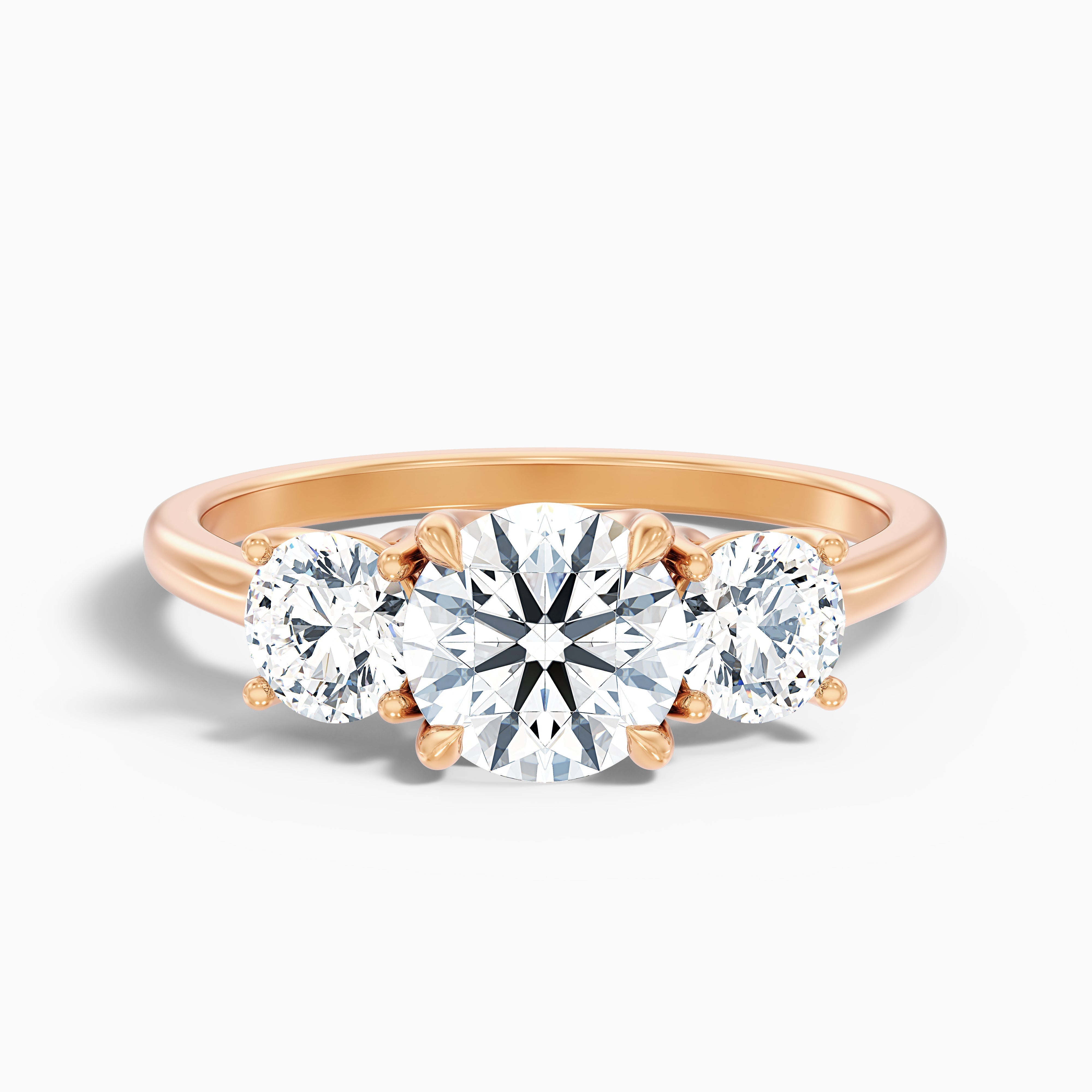 Olive 5.5 Carat Round 3 Stone Moissanite Diamond Ring in 18k Yellow Gold