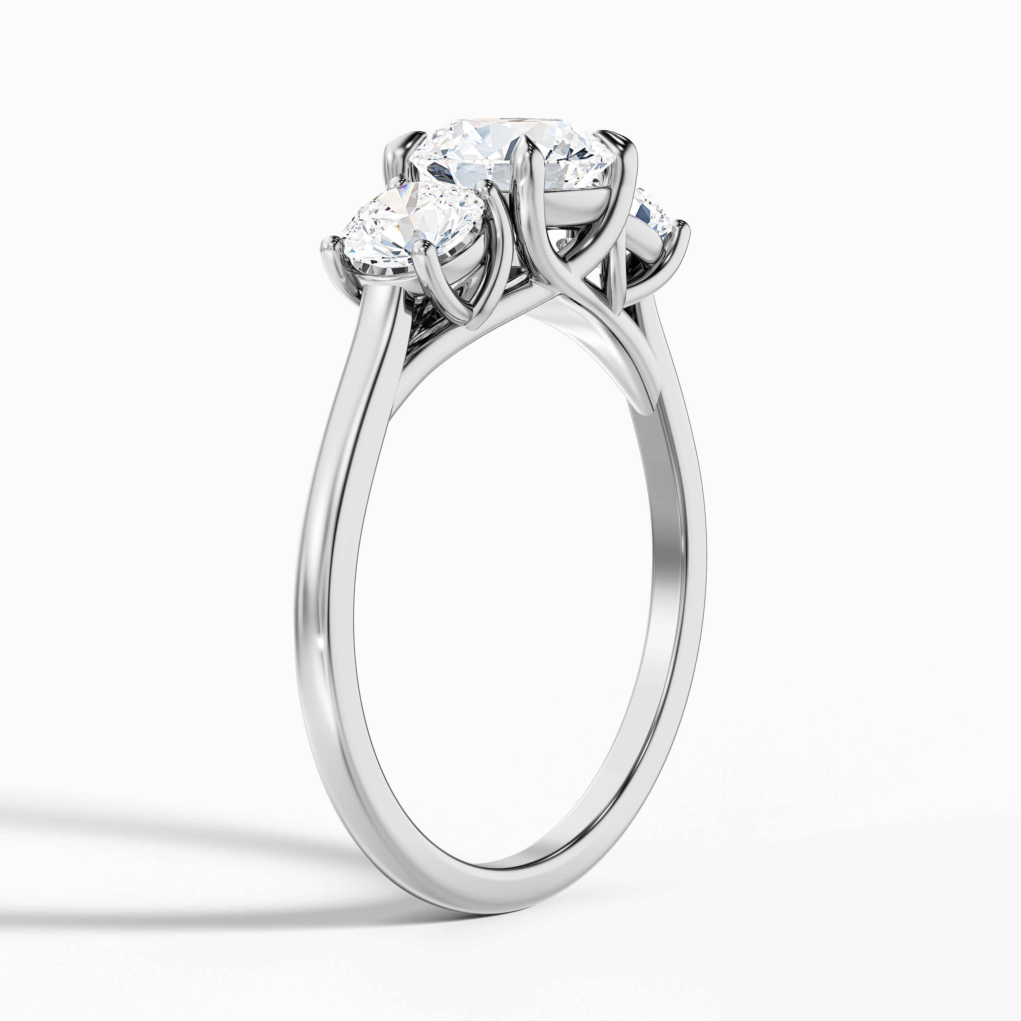 Olive 4 Carat Round 3 Stone Moissanite Diamond Ring in 18k Rose Gold
