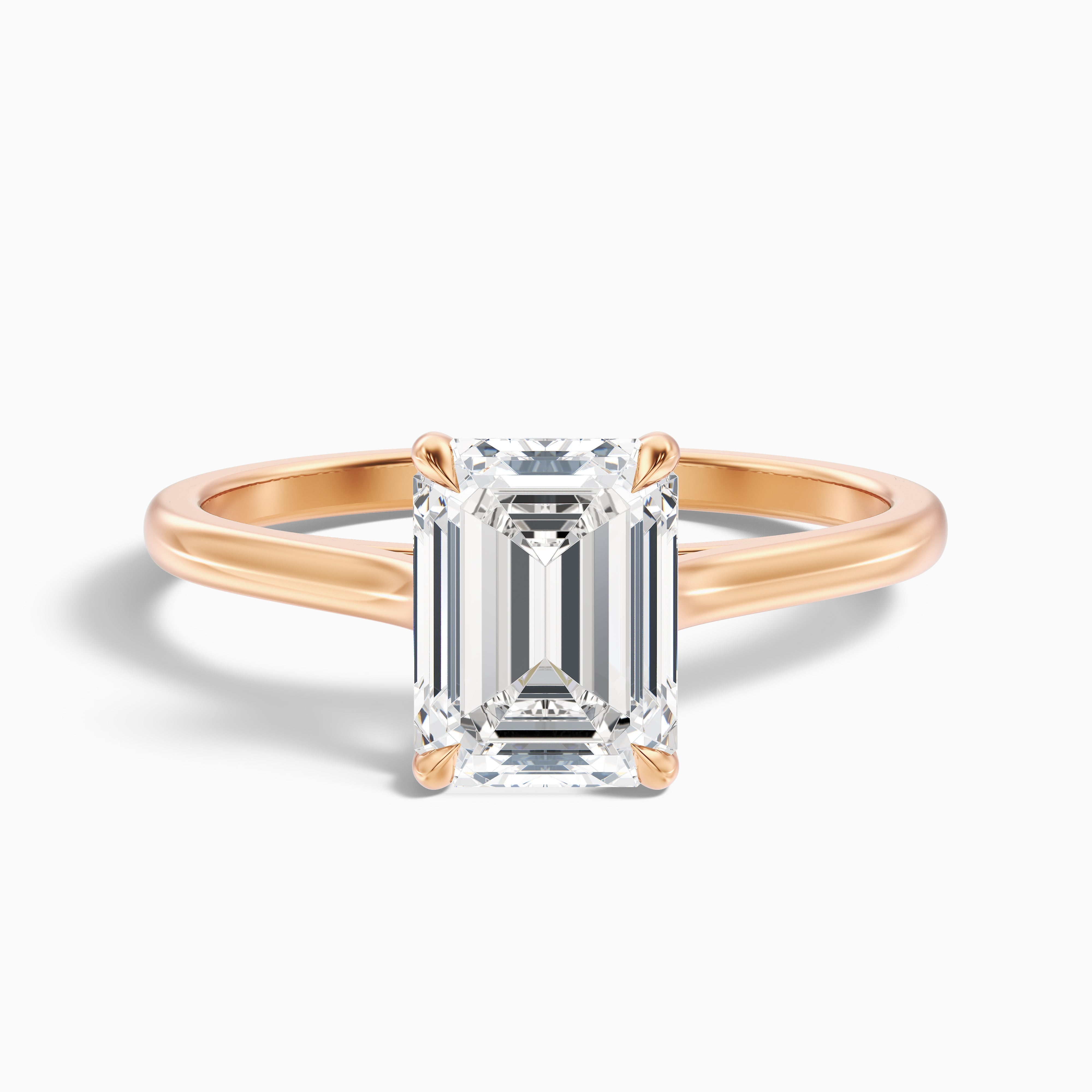Lea 5 Carat Emerald Cut Solitaire Moissanite Diamond Ring in 18k Rose Gold