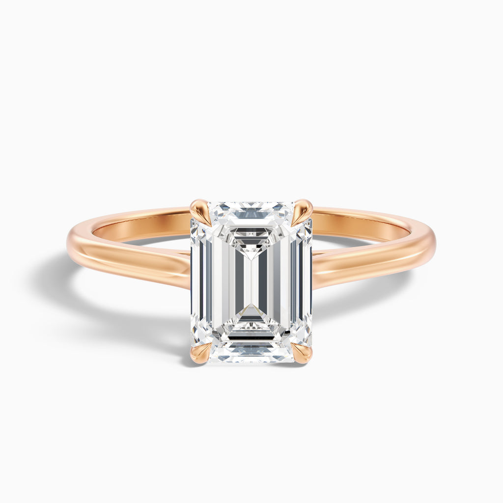Lea 5 Carat Emerald Cut Solitaire Moissanite Diamond Ring in 10k White Gold