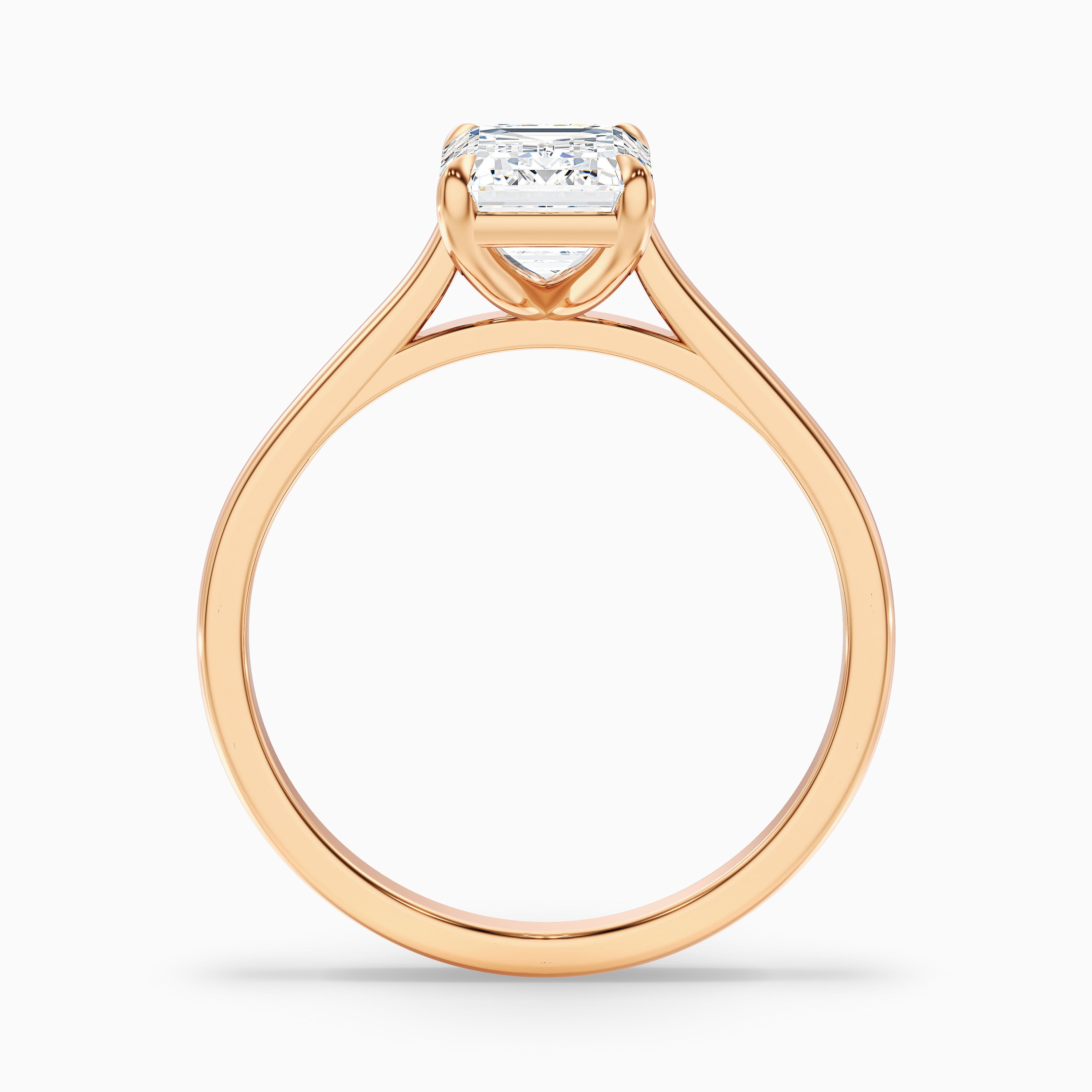 Lea 2.5 Carat Emerald Cut Solitaire Moissanite Diamond Ring in 18k Rose Gold