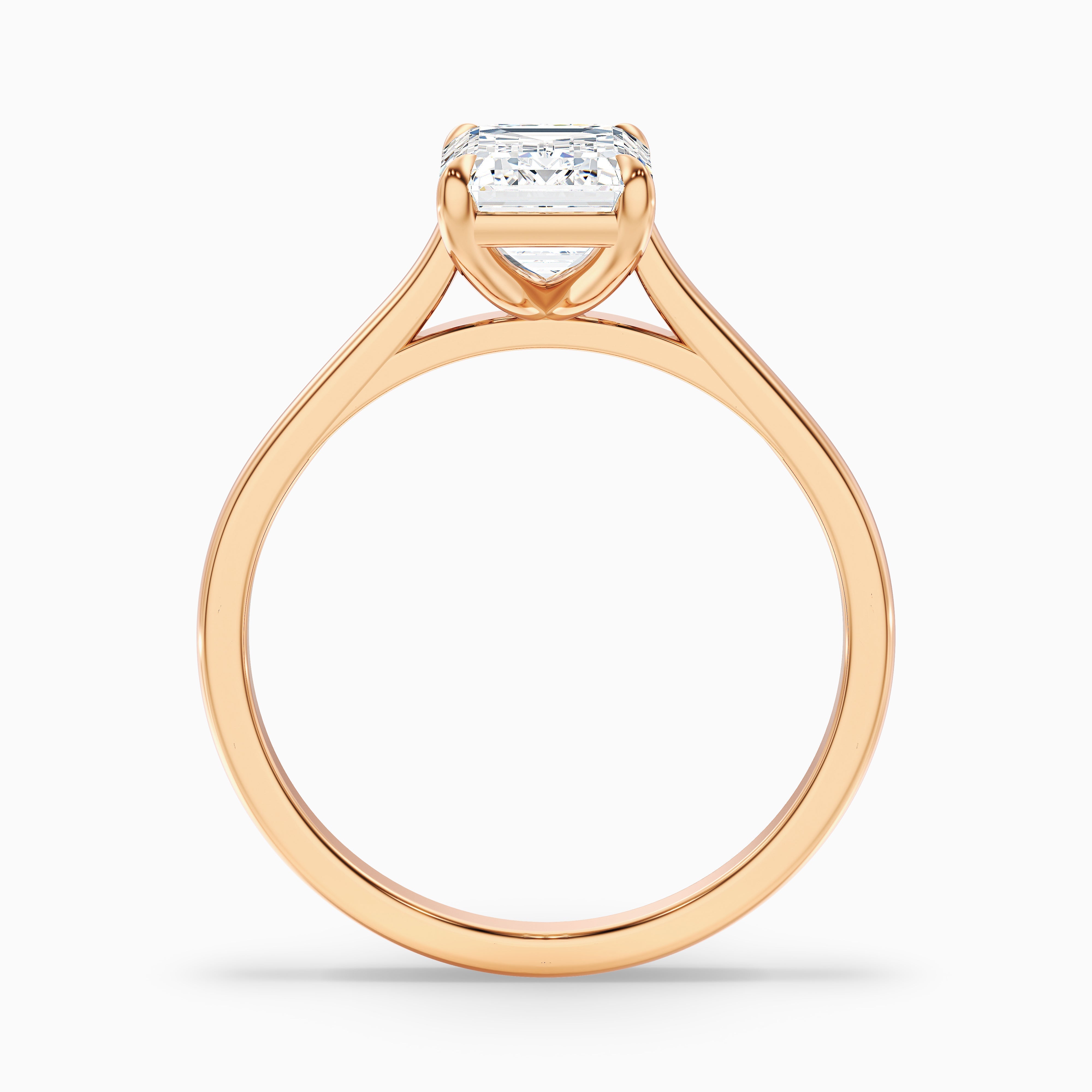 Lea 4.5 Carat Emerald Cut Solitaire Moissanite Diamond Ring in 10k Rose Gold