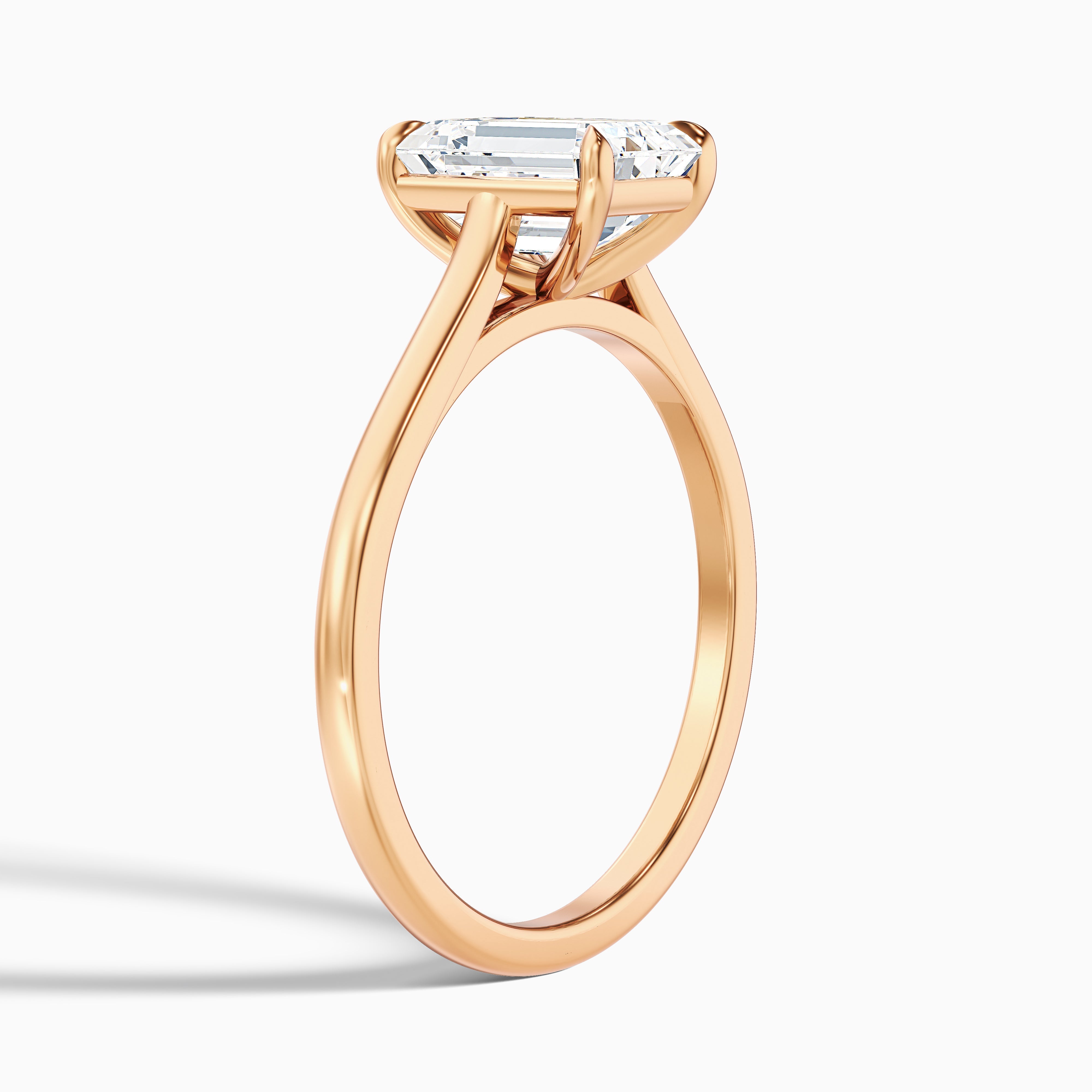 Lea 3 Carat Emerald Cut Solitaire Moissanite Diamond Ring in 18k White Gold