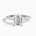 Lea 5.5 Carat Emerald Cut Solitaire Moissanite Diamond Ring in 18k White Gold