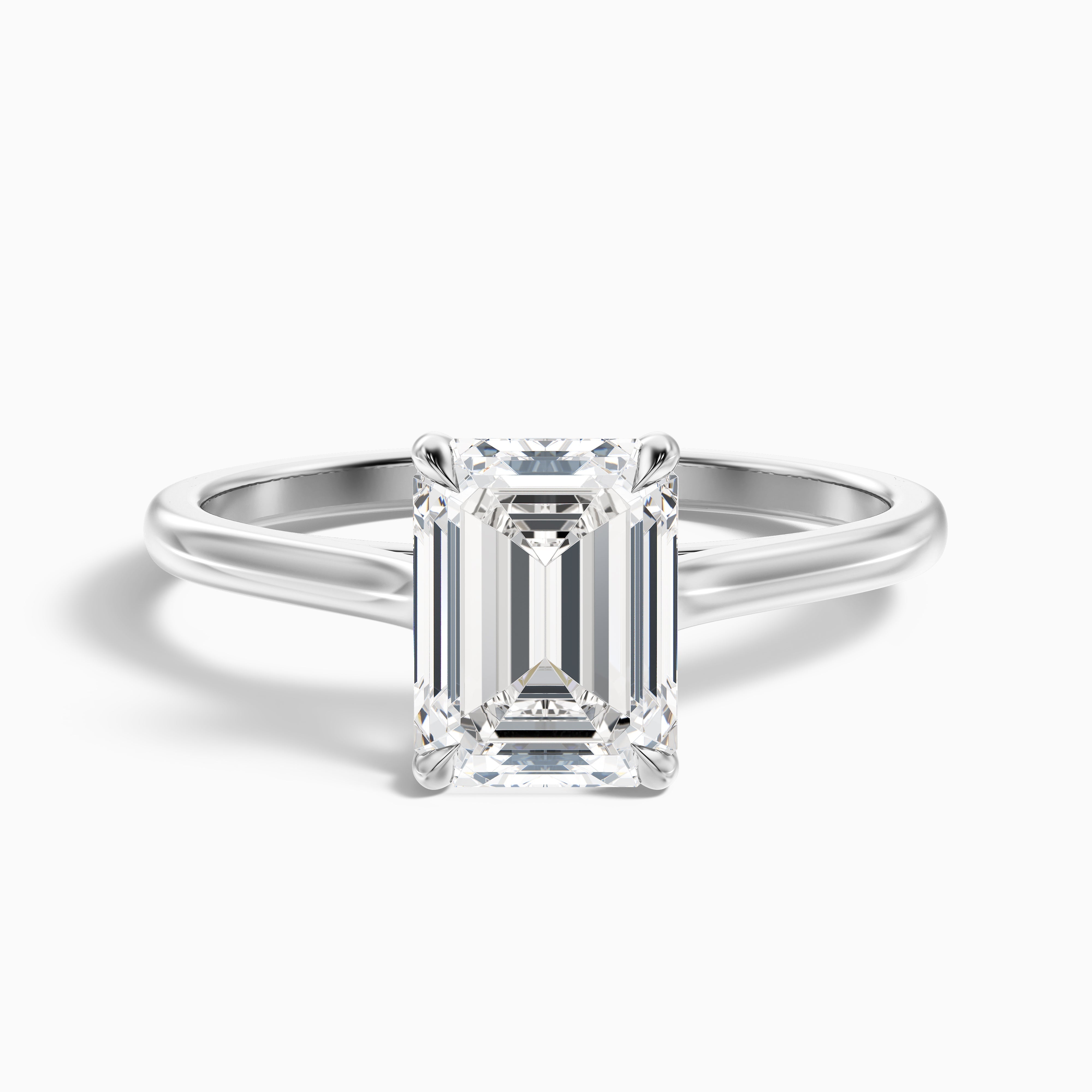 Lea 2 Carat Emerald Cut Solitaire Moissanite Diamond Ring in 18k Rose Gold
