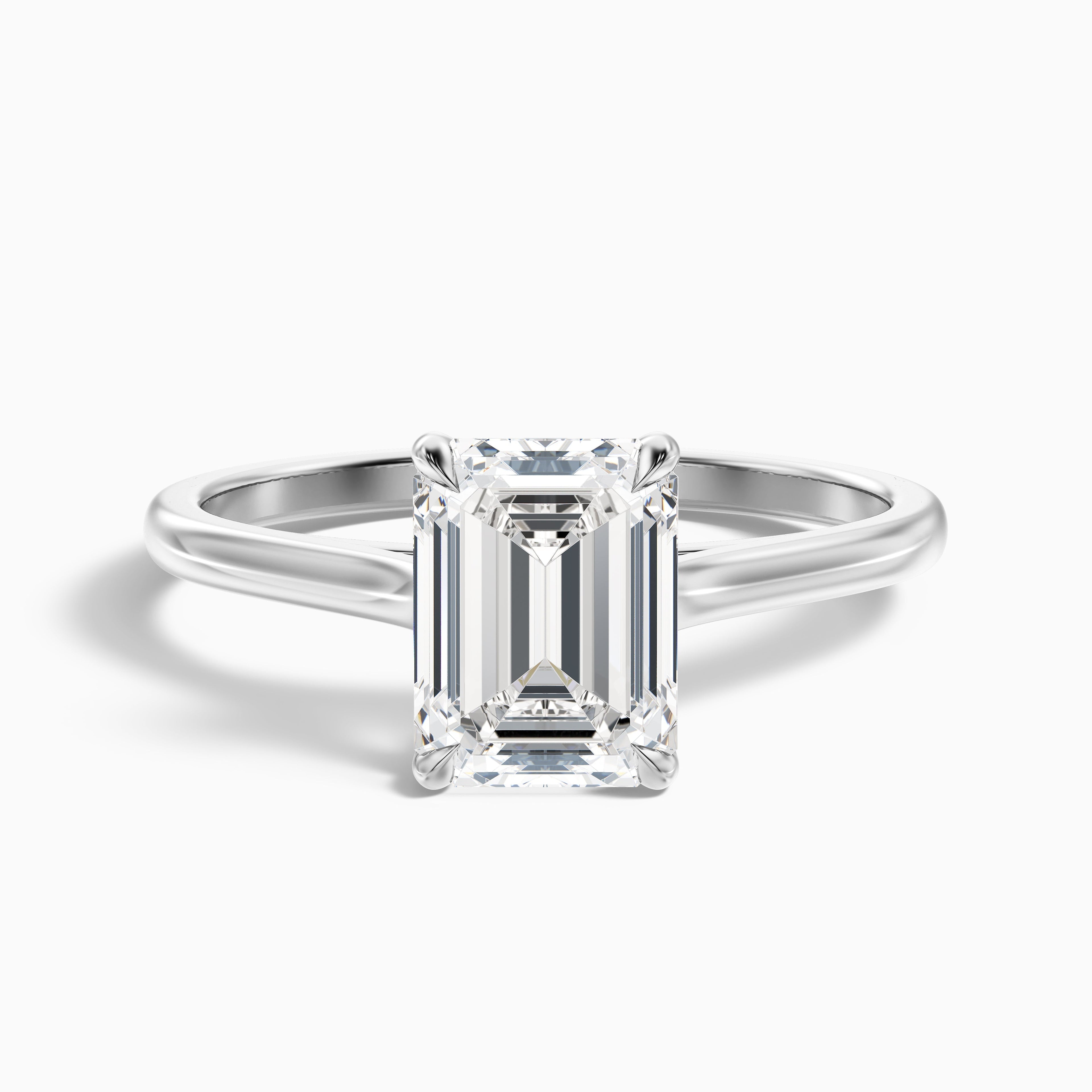 Lea 5 Carat Emerald Cut Solitaire Moissanite Diamond Ring in 18k Rose Gold