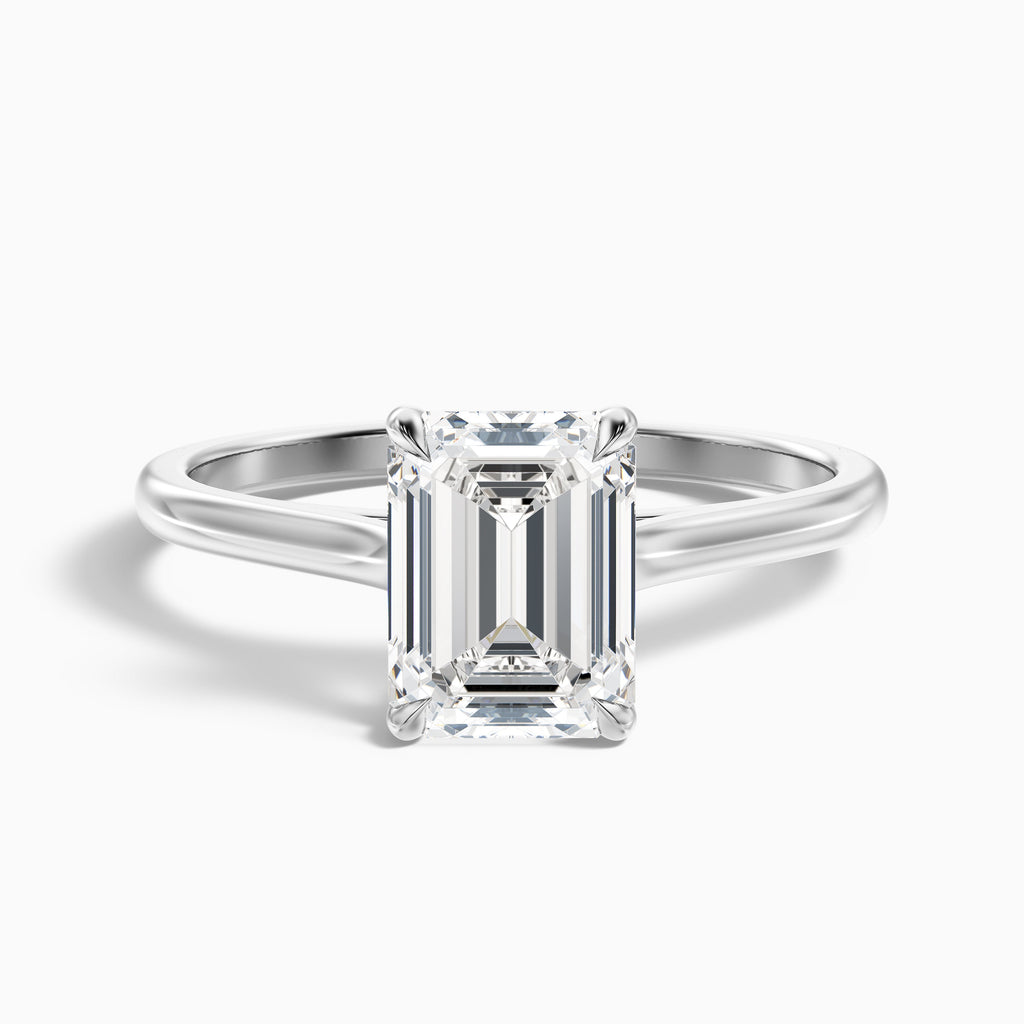 Lea 3.5 Carat Emerald Cut Solitaire Moissanite Diamond Ring in 14k Yellow Gold