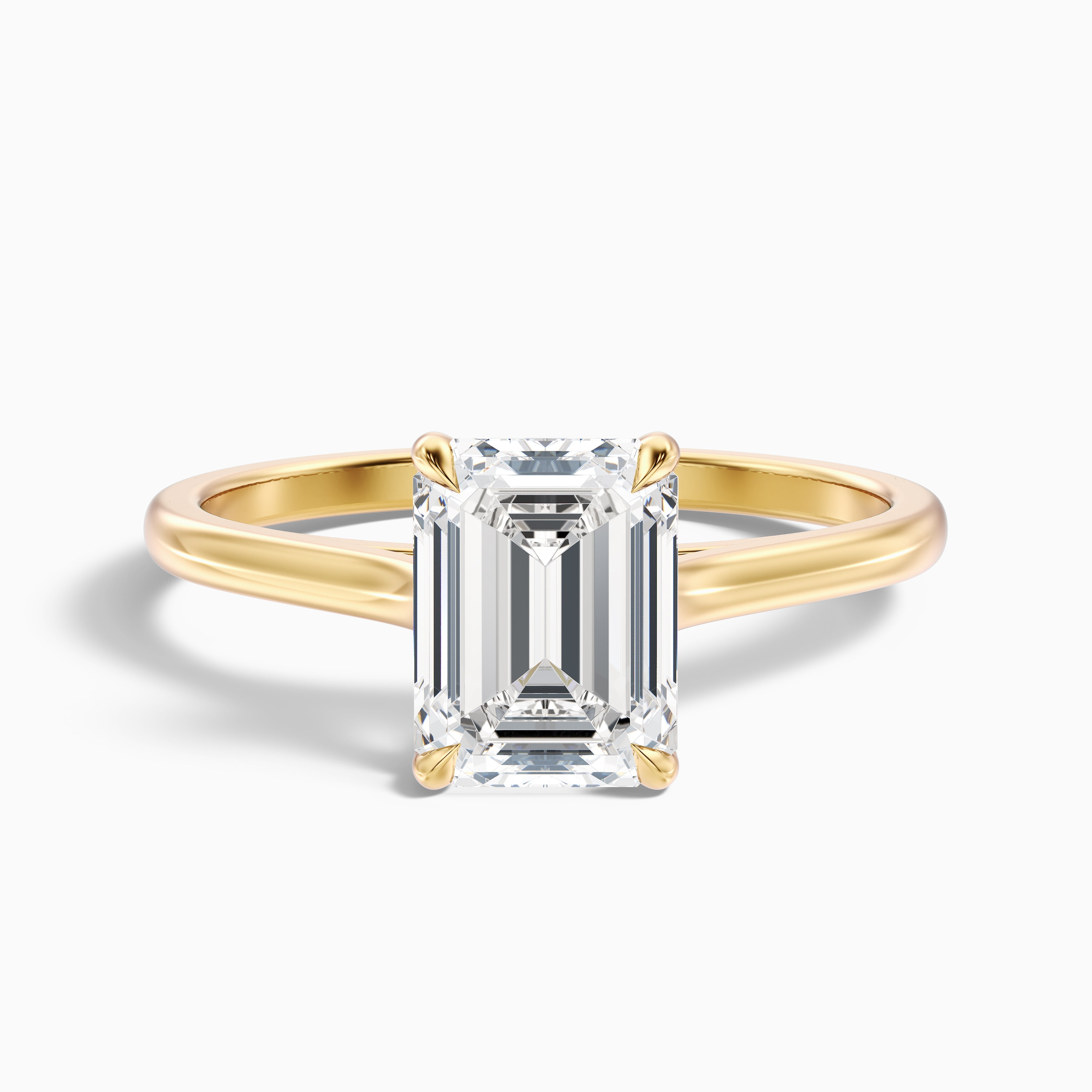 Lea 5.5 Carat Emerald Cut Solitaire Moissanite Diamond Ring in 18k Yellow Gold