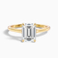 Lea 3.5 Carat Emerald Cut Solitaire Moissanite Diamond Ring in 18k Yellow Gold