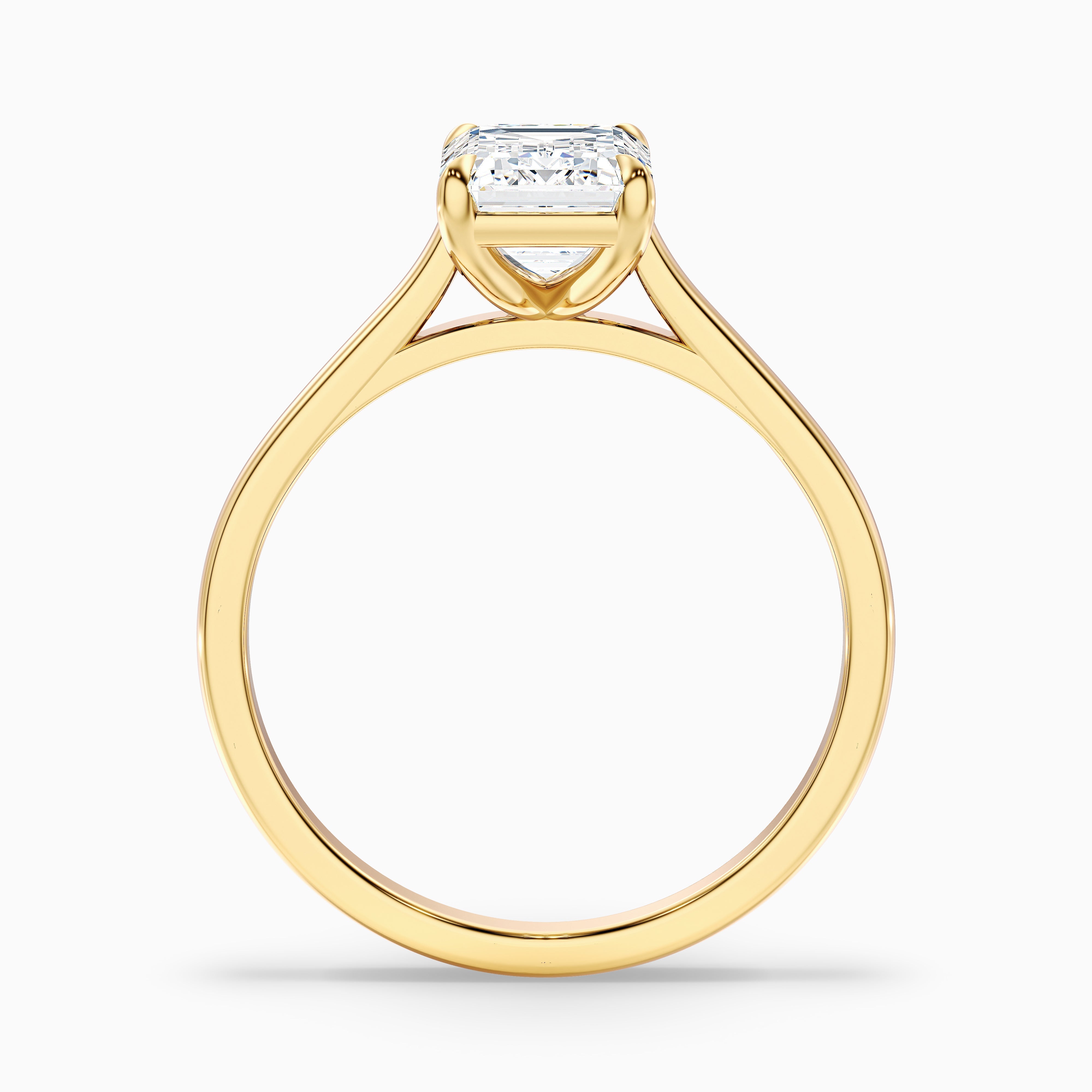 Mary 3 Carat Emerald Cut Solitaire Lab Grown Engagement Ring in 14k Yellow Gold