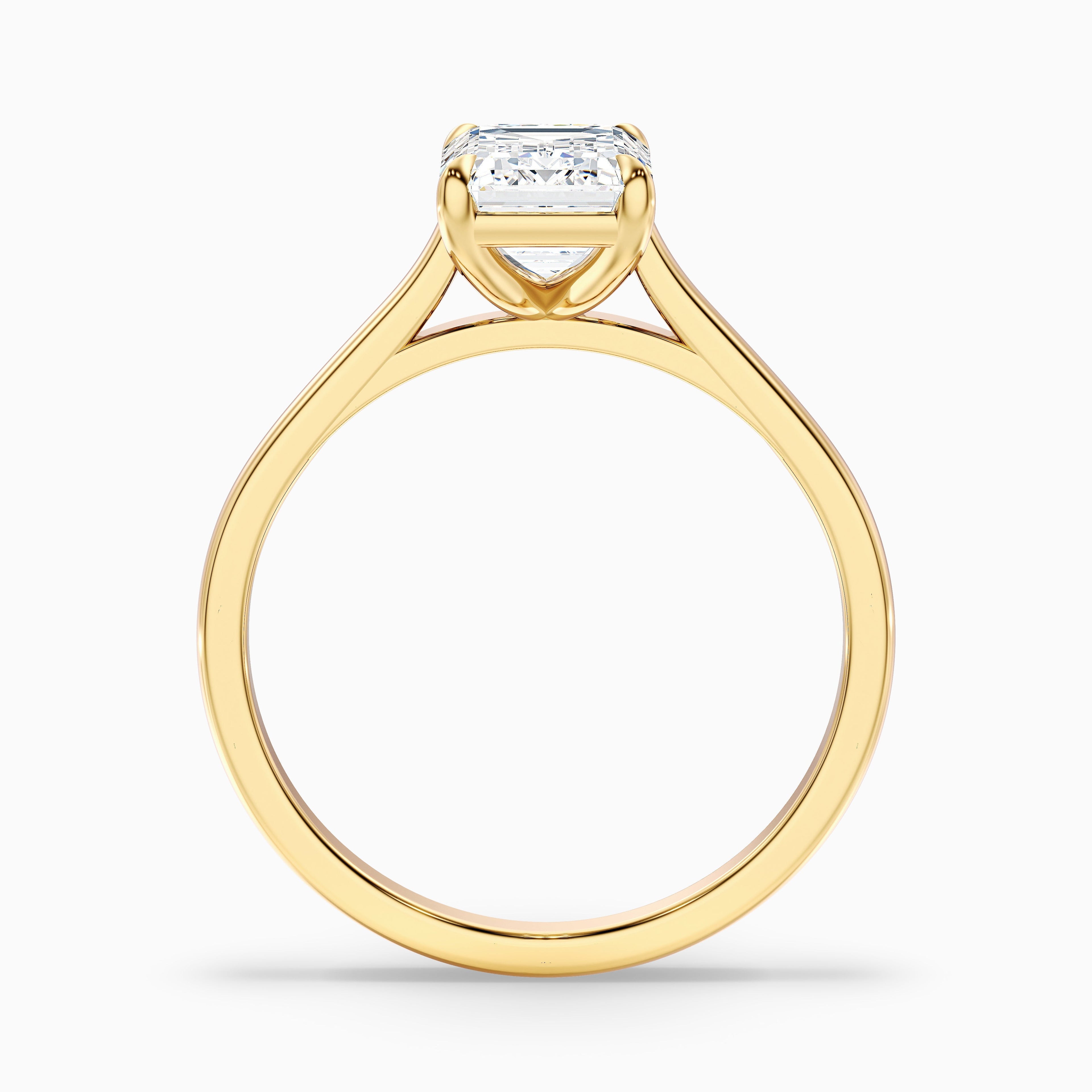 Lea 4.5 Carat Emerald Cut Solitaire Moissanite Diamond Ring in 18k White Gold
