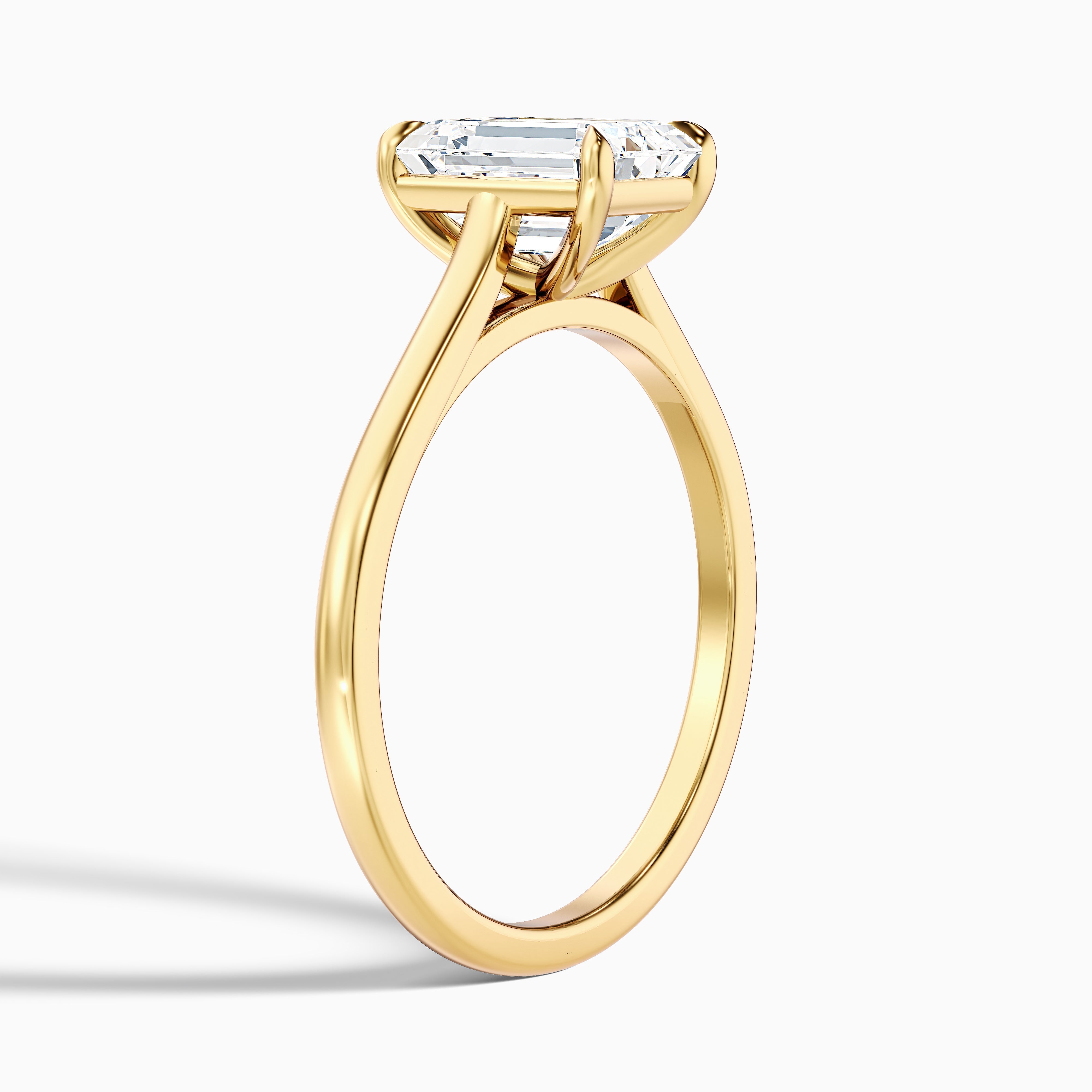 Lea 5.5 Carat Emerald Cut Solitaire Moissanite Diamond Ring in 14k White Gold
