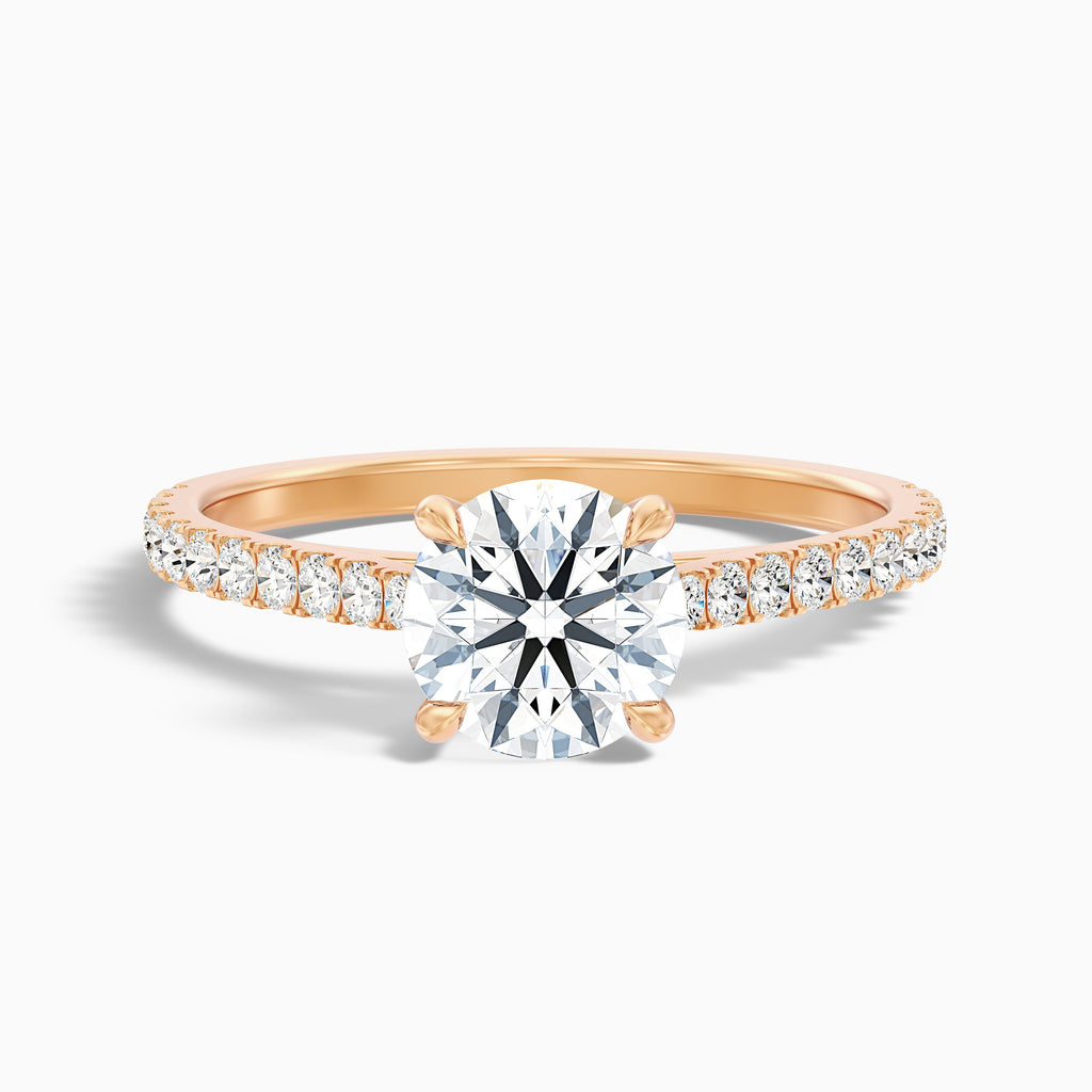Sarah 4.5 Carat Round Side Stone Pave Moissanite Diamond Ring in 10k Yellow Gold