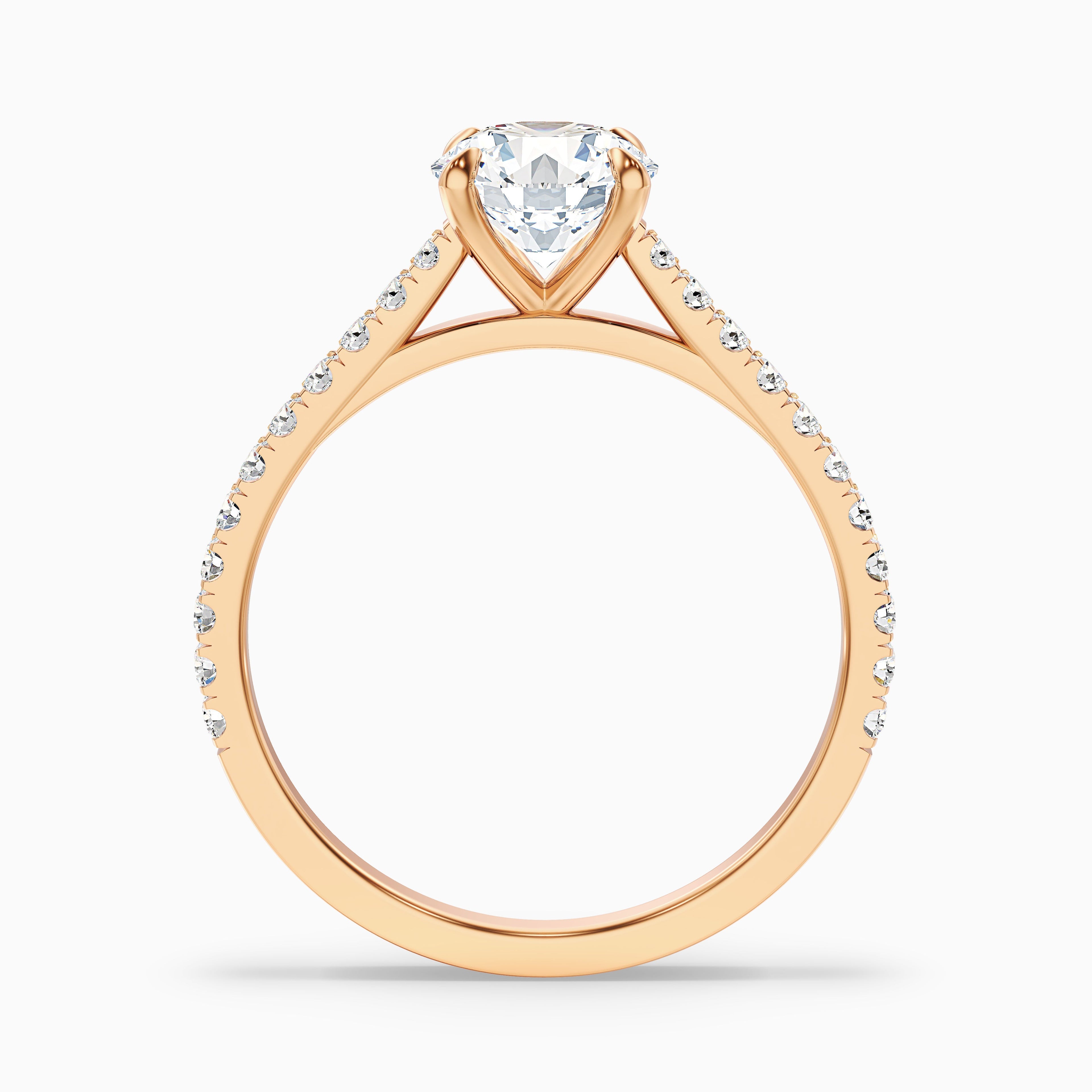 Sarah 1.5 Carat Round Side Stone Pave Moissanite Diamond Ring in 10k Rose Gold