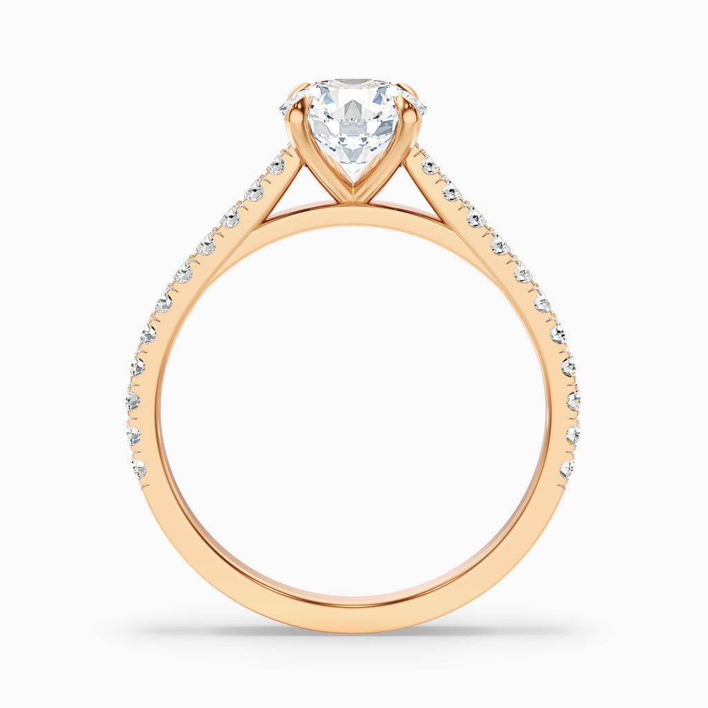 Sarah 1 Carat Round Side Stone Pave Moissanite Diamond Ring in 10k Yellow Gold