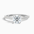 Sarah 2.5 Carat Round Side Stone Pave Moissanite Diamond Ring in 14k White Gold