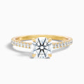 Sarah 3.5 Carat Round Side Stone Pave Moissanite Diamond Ring in 10k Yellow Gold