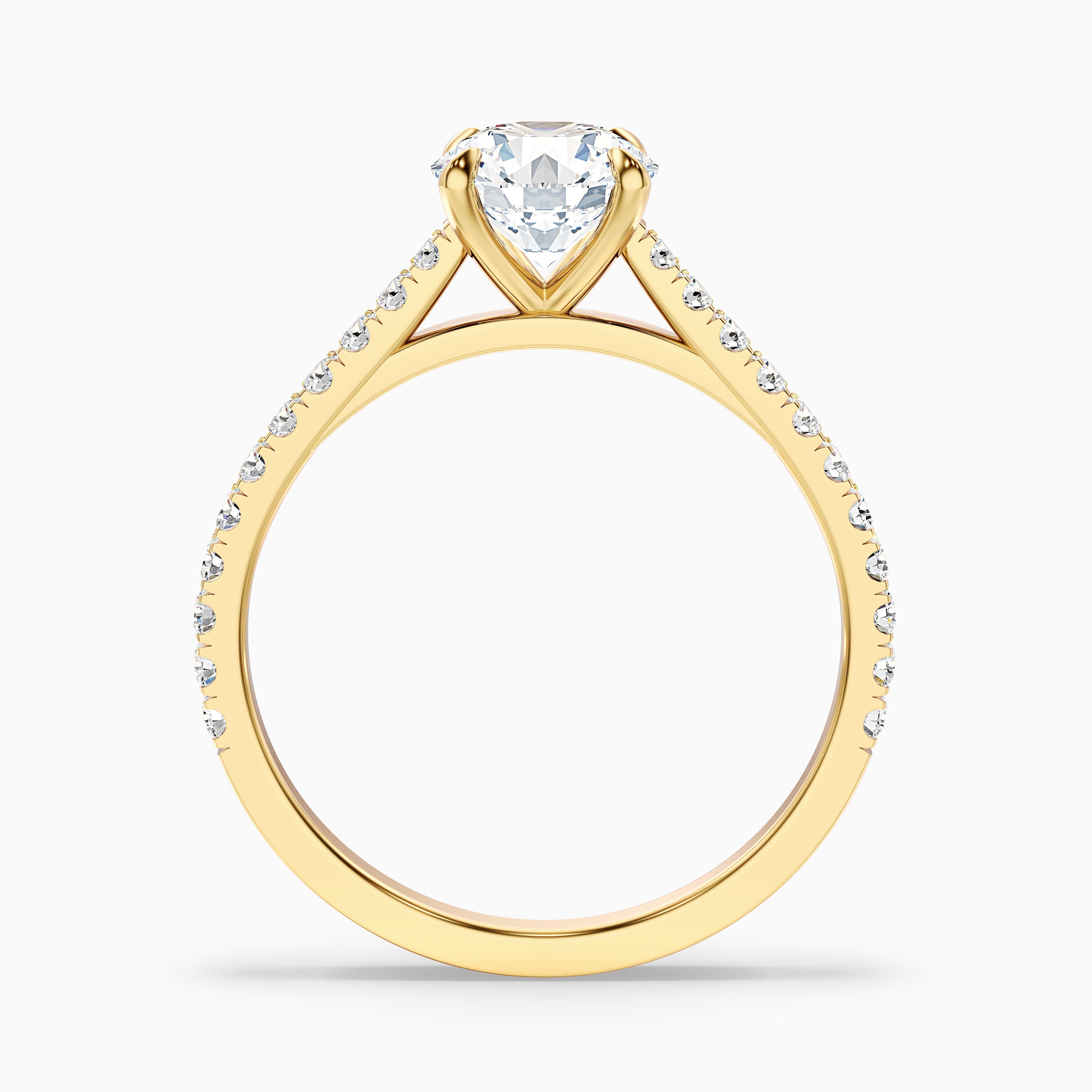 Sarah 2 Carat Round Side Stone Pave Moissanite Diamond Ring in 14k Rose Gold