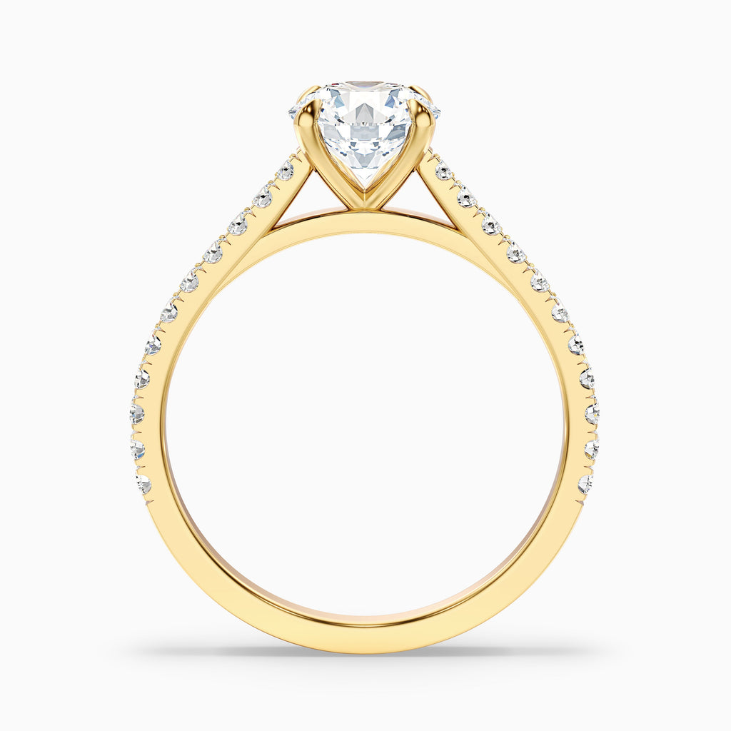 Sarah 4.5 Carat Round Side Stone Pave Moissanite Diamond Ring in 18k Rose Gold