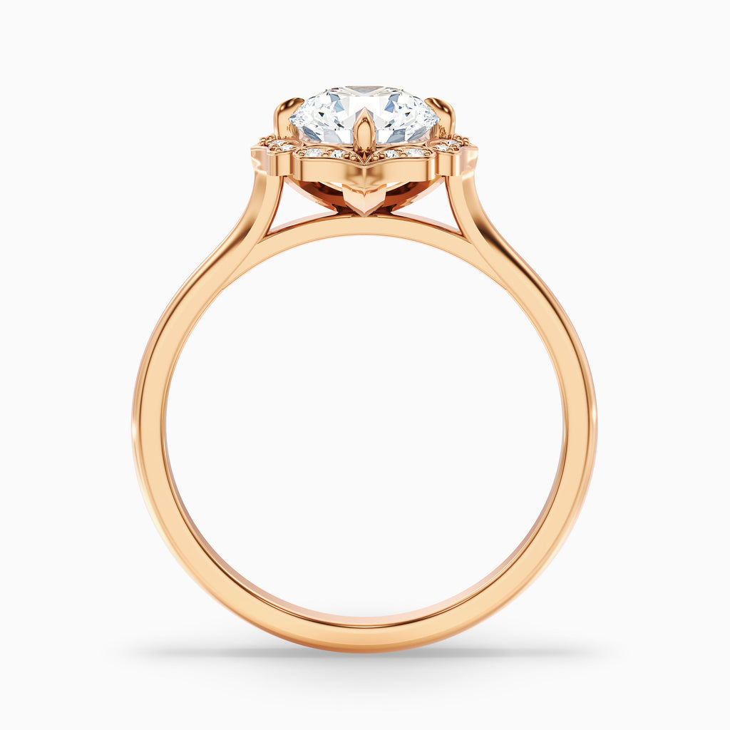 Ruby 1 Carat Round Halo Moissanite Diamond Ring in Platinum