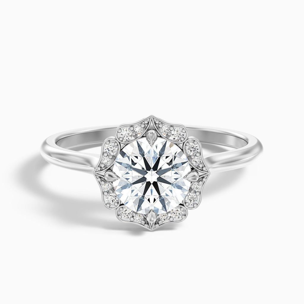 Ruby 2.5 Carat Round Halo Moissanite Diamond Ring in 14k Rose Gold