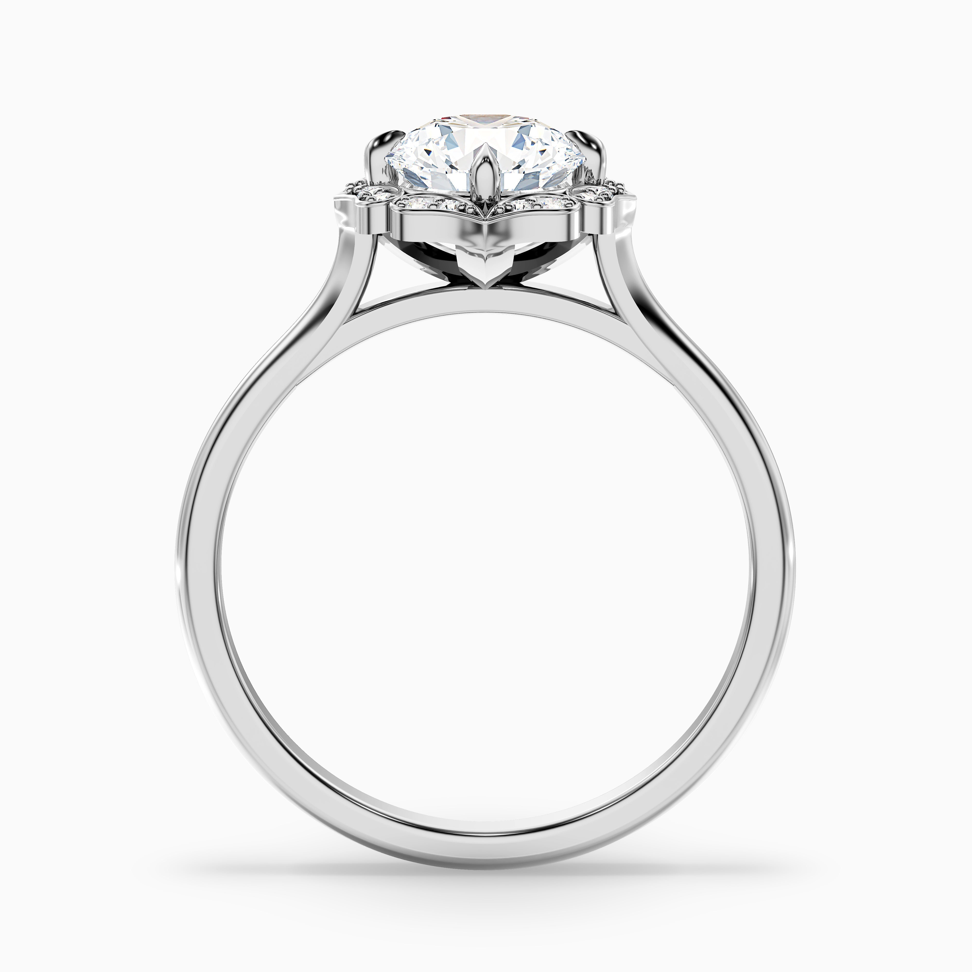 Ruby 1.5 Carat Round Halo Moissanite Diamond Ring in 18k White Gold