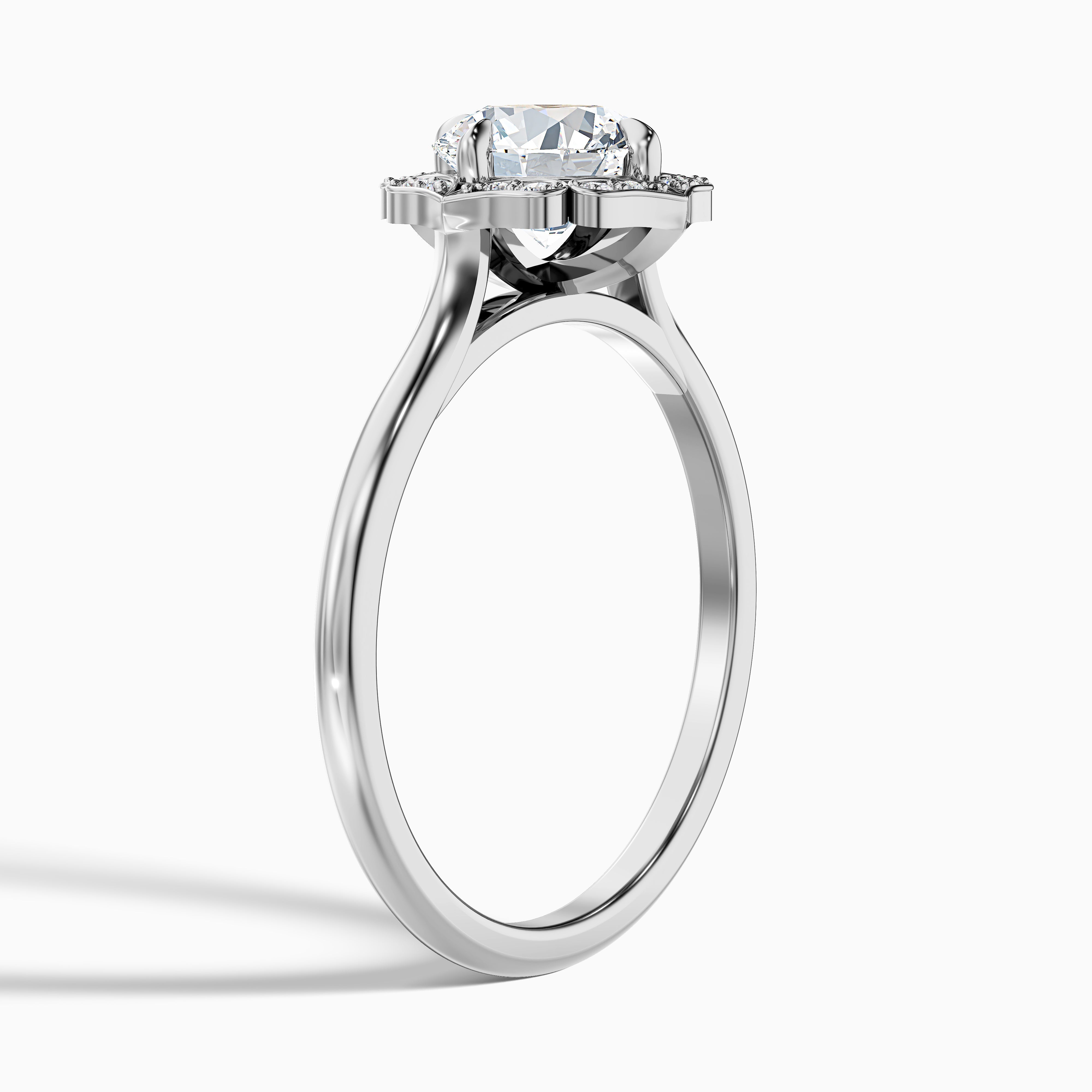Ruby 3 Carat Round Halo Moissanite Diamond Ring in 14k White Gold