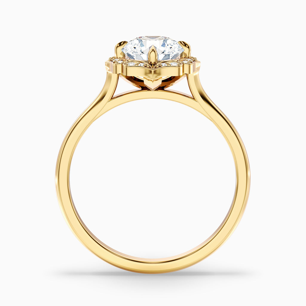 Ruby 3 Carat Round Halo Moissanite Diamond Ring in 14k White Gold