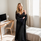 Luxury Satin & Lace Long Nightgown with Robe – Elegant Loungewear SelenaHuanStudio