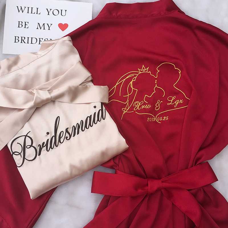 Custom Satin Bridesmaid Robes – Personalized with Name, Title, or Date | Wedding Party Gifts SelenaHuanStudio