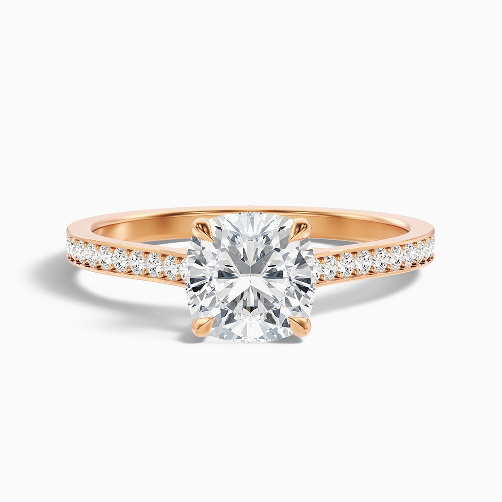 Nina 1.5 Carat Cushion Cut Side Stone Pave Moissanite Diamond Ring in Platinum