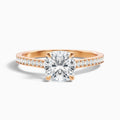 Nina 2.5 Carat Cushion Cut Side Stone Pave Moissanite Diamond Ring in 18k Rose Gold
