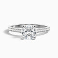 Nina 1.5 Carat Cushion Cut Side Stone Pave Moissanite Diamond Ring in Platinum