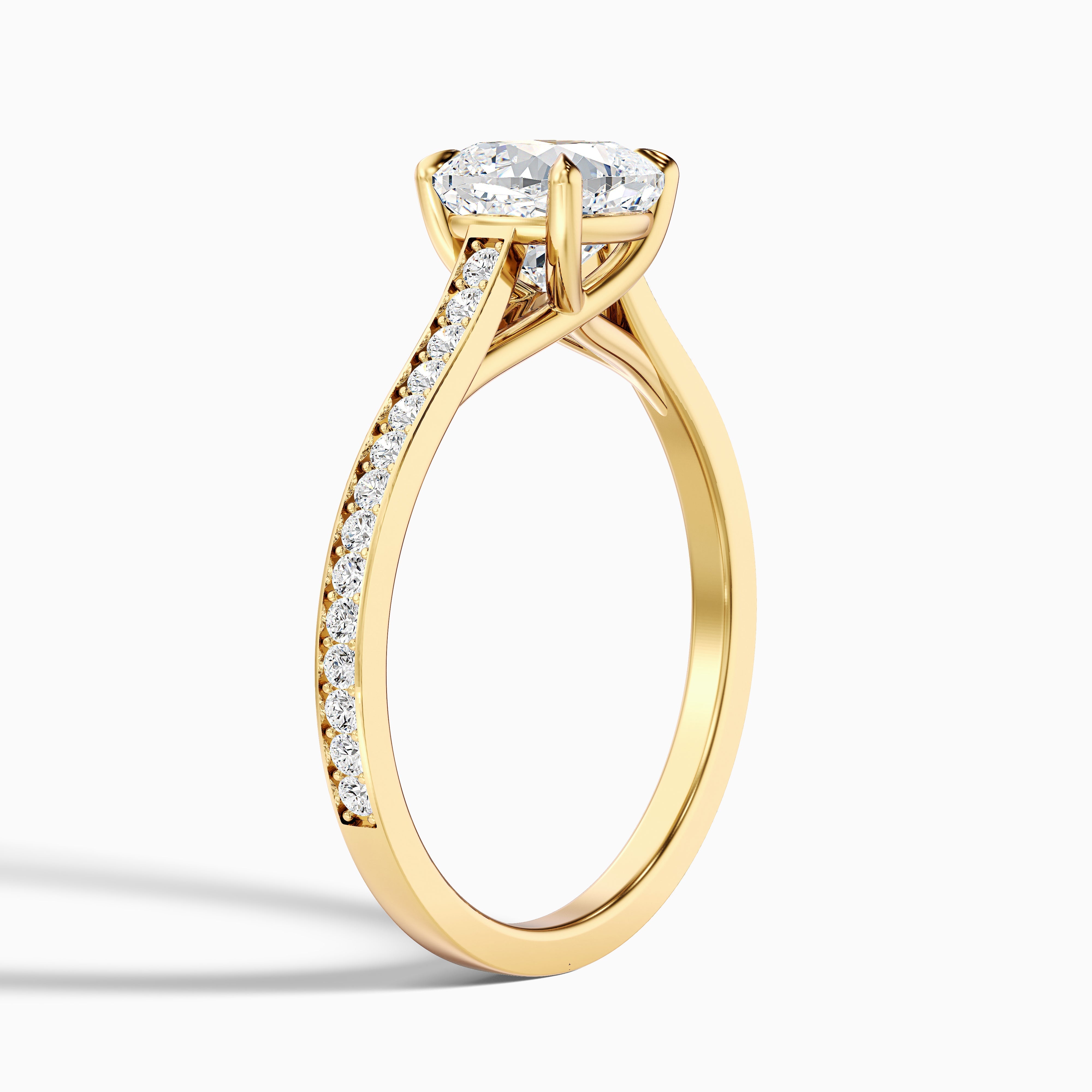 Nina 3 Carat Cushion Cut Side Stone Pave Moissanite Diamond Ring in Platinum