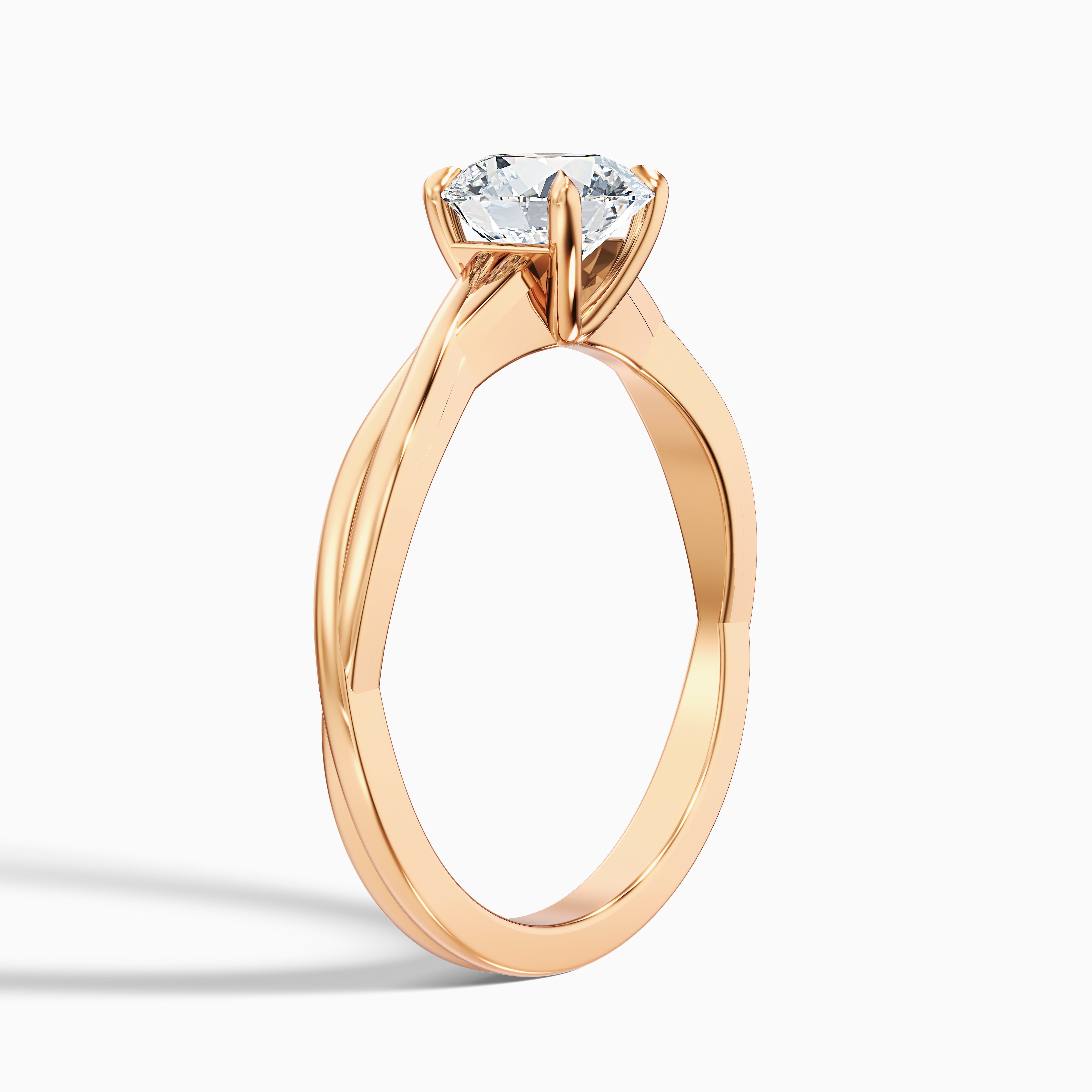 Lucy 5 Carat Round Solitaire Twisted Band Moissanite Diamond Ring in Platinum