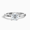 Lucy 4 Carat Round Solitaire Twisted Band Moissanite Diamond Ring in Platinum