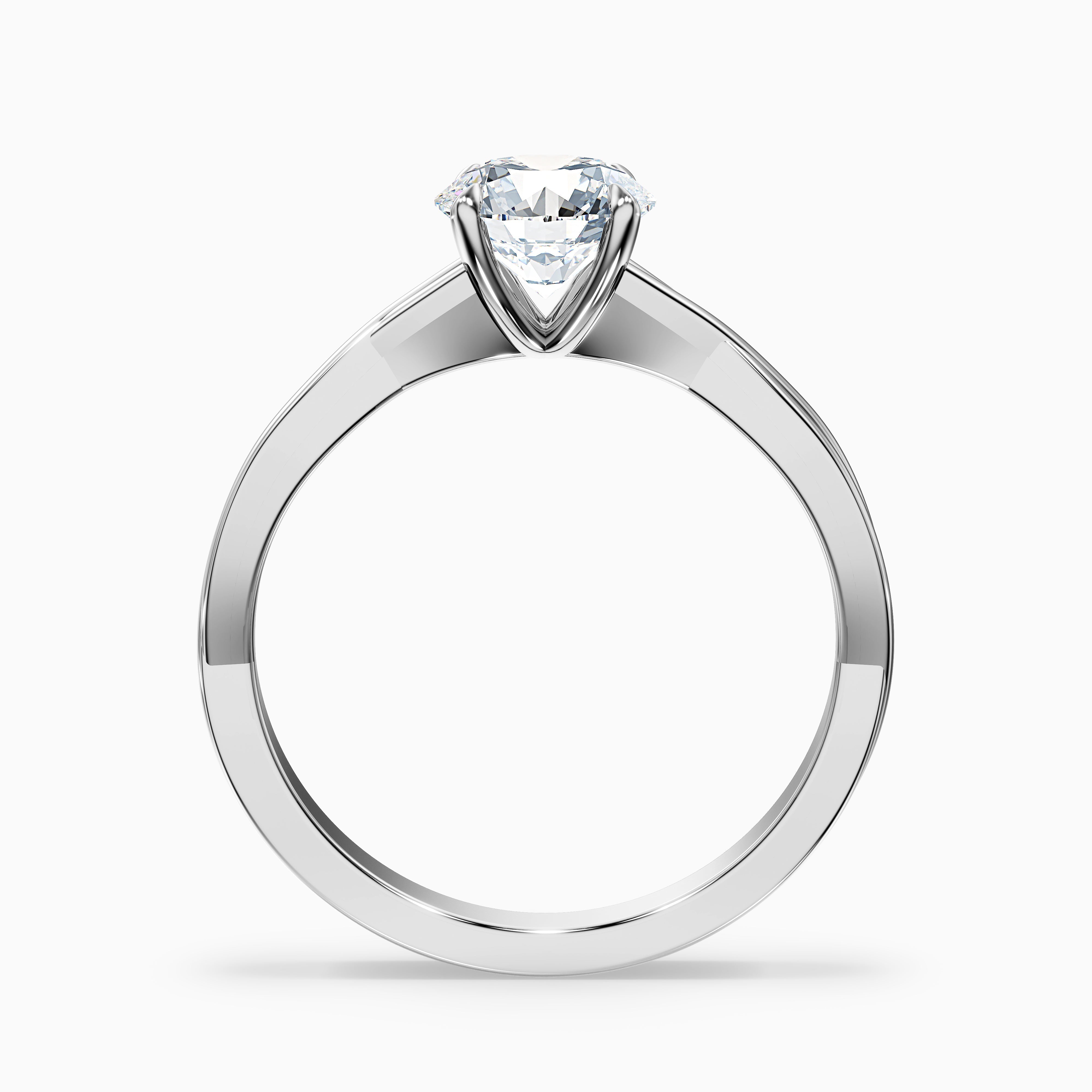 Lucy 3 Carat Round Solitaire Twisted Band Moissanite Diamond Ring in 18k White Gold