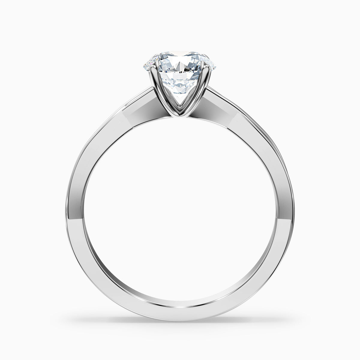Lucy 2.5 Carat Round Solitaire Twisted Band Moissanite Diamond Ring in 18k Yellow Gold