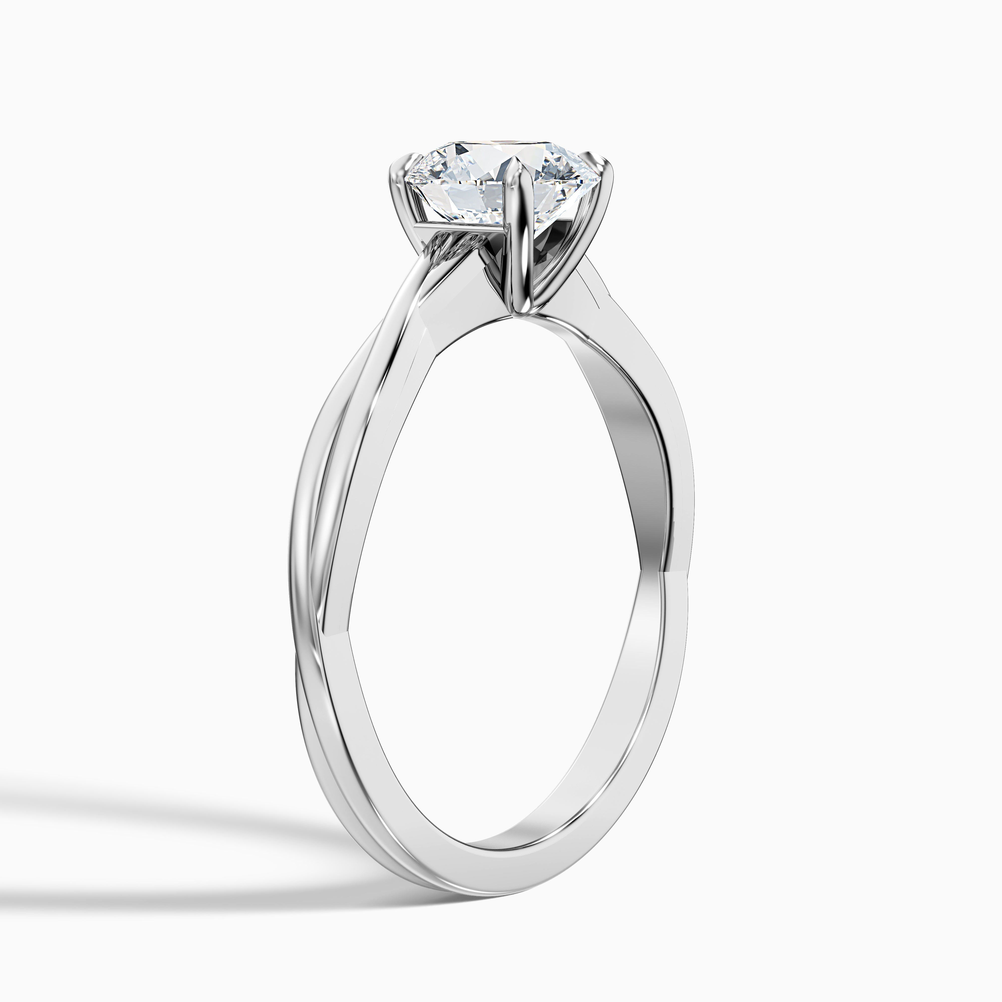 Lucy 5.5 Carat Round Solitaire Twisted Band Moissanite Diamond Ring in Platinum