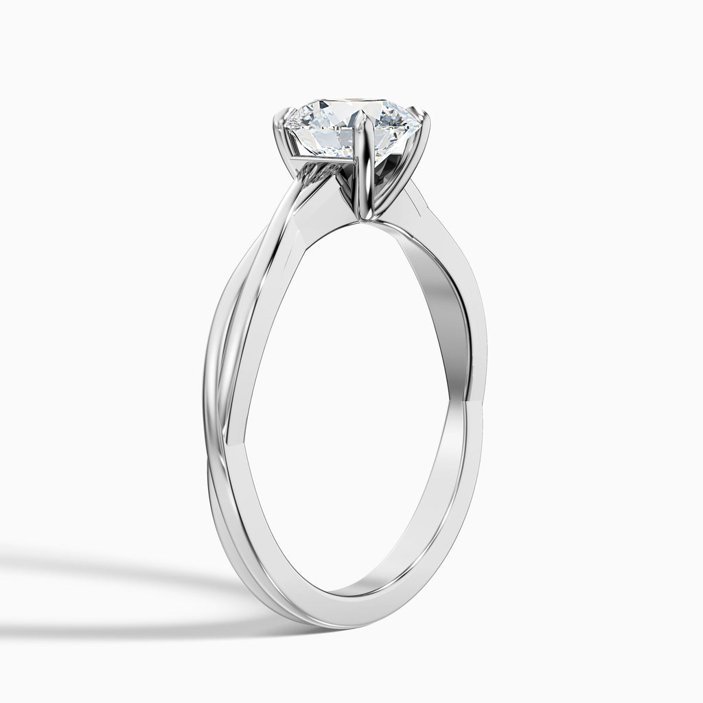 Lucy 1.5 Carat Round Solitaire Twisted Band Moissanite Diamond Ring in 10k White Gold