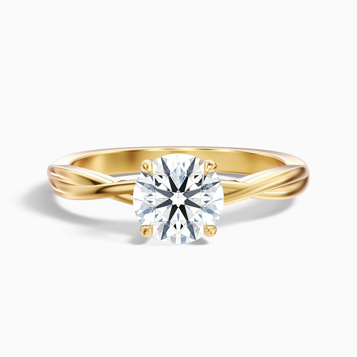 Lucy 5.5 Carat Round Solitaire Twisted Band Moissanite Diamond Ring in 18k Rose Gold